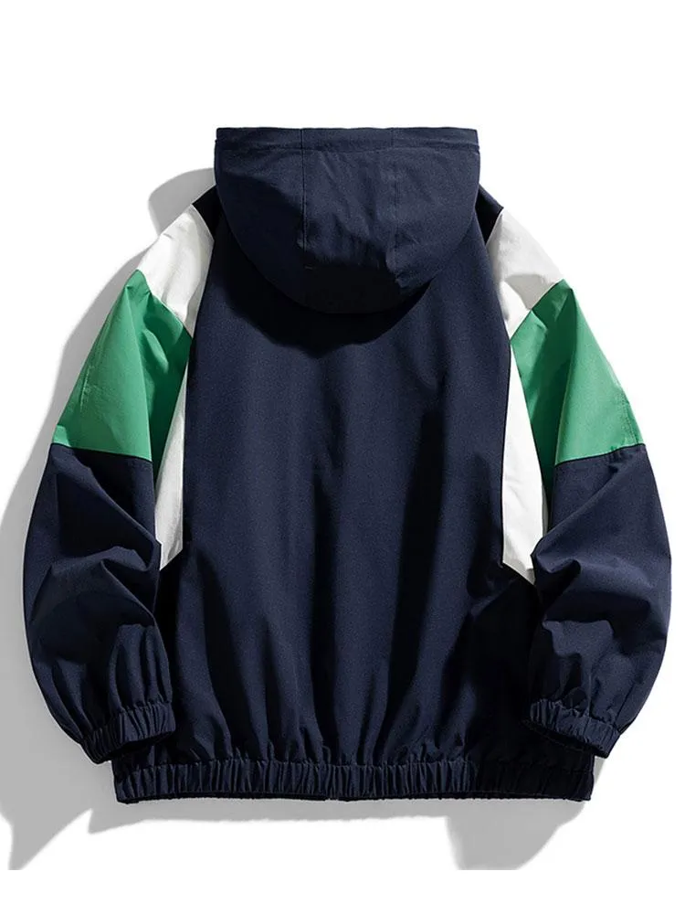 Relax Fit Color Block Hooded Windbreaker sold by Hoooyi product image thumbnail 2