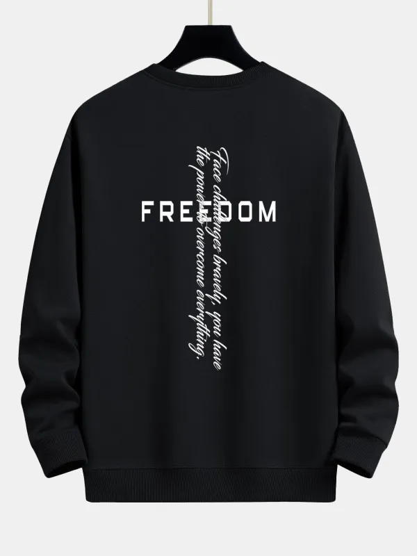 Freedom Slogan Print Relax Fit Sweatshirt made by Hoooyi