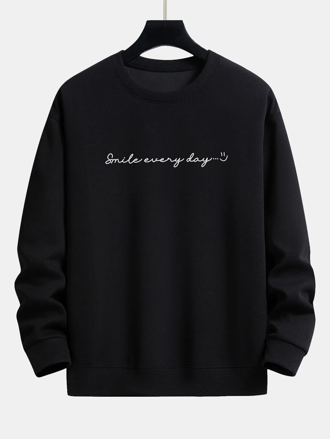 Smile Every Day Print Relax Fit Sweatshirt sold by Hoooyi
