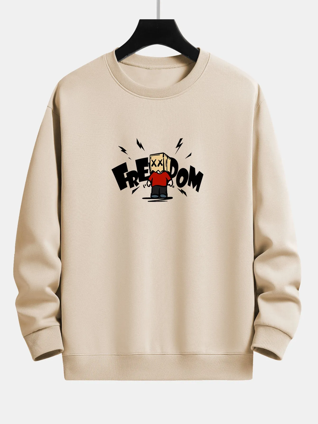 Freedom Cardboard Boy Print Relax Fit Sweatshirt sold by Hoooyi