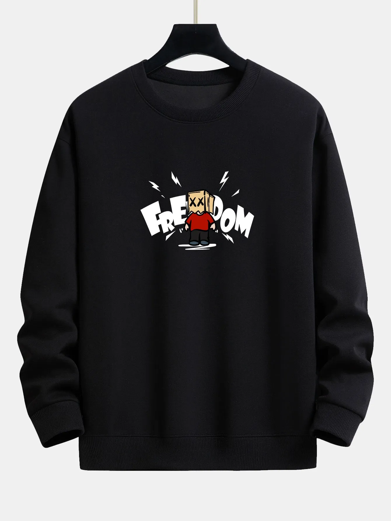 Freedom Cardboard Boy Print Relax Fit Sweatshirt sold by Hoooyi product image thumbnail 5