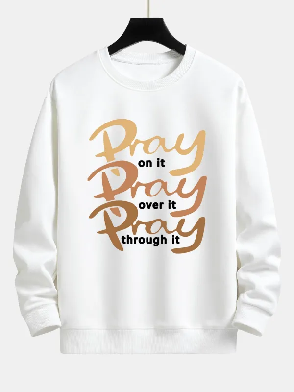 Pray Slogan Print Relax Fit Sweatshirt sold by Hoooyi