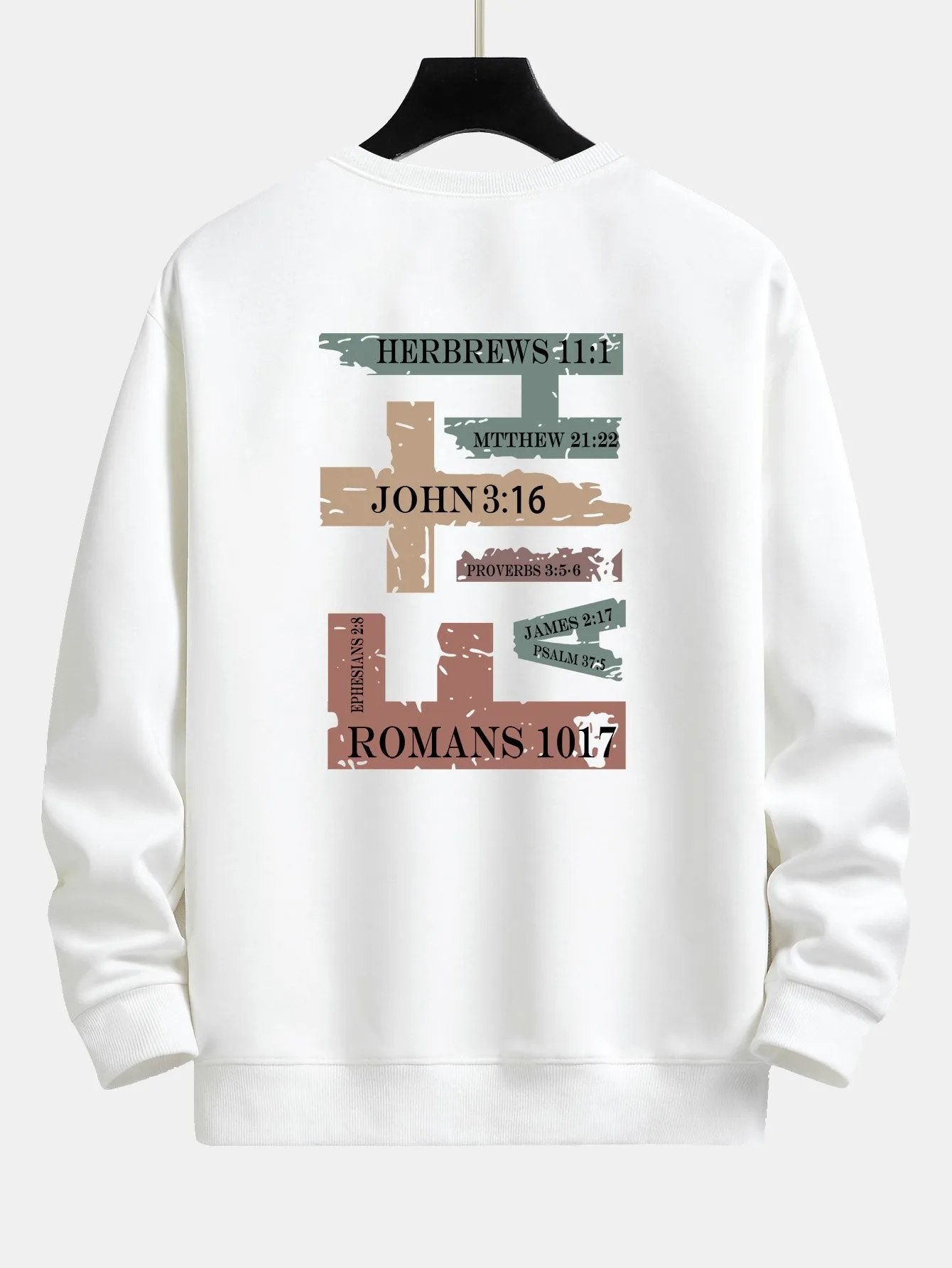 Cross Slogan Print Relax Fit Sweatshirt sold by Hoooyi product image thumbnail 5
