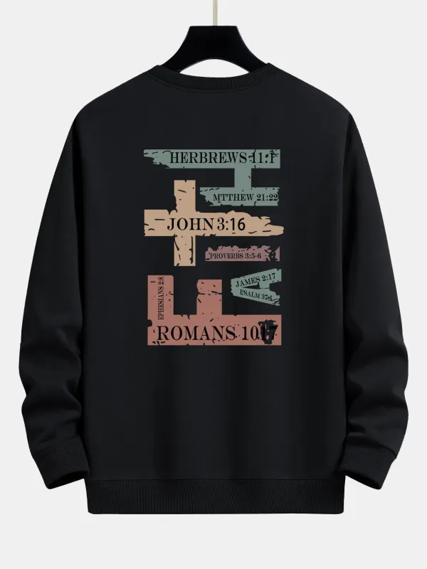 Cross Slogan Print Relax Fit Sweatshirt sold by Hoooyi