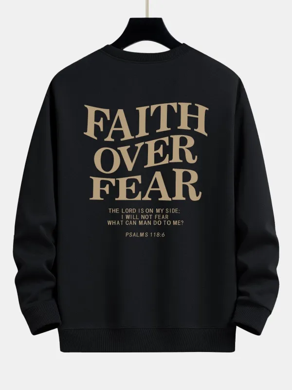 Faith Over Fear Print Relax Fit Sweatshirt sold by Hoooyi