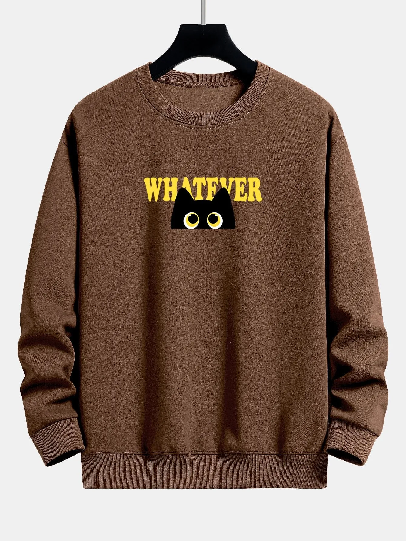 Whatever Black Cat Print Relax Fit Sweatshirt sold by Hoooyi product image thumbnail 5