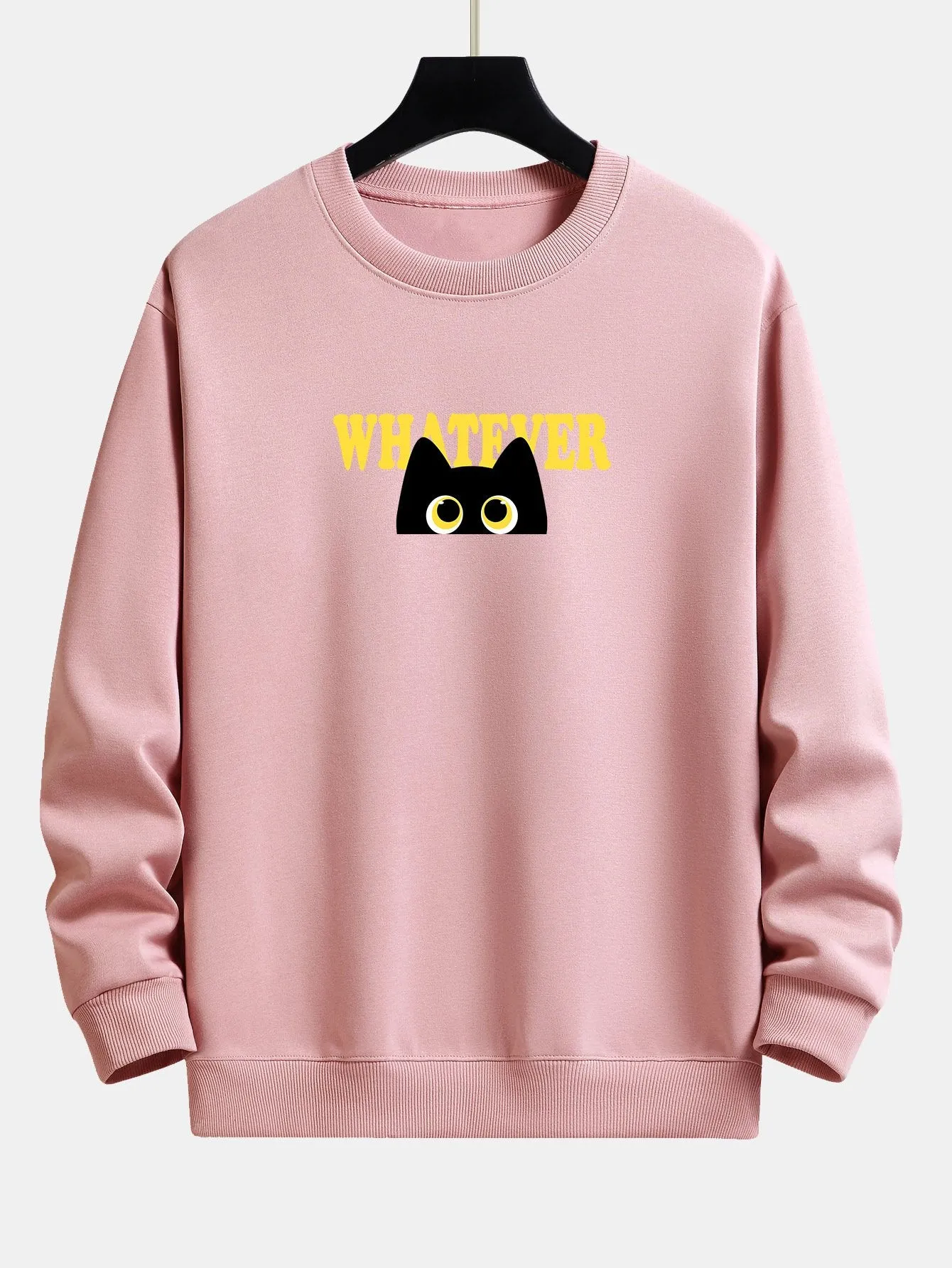 Whatever Black Cat Print Relax Fit Sweatshirt sold by Hoooyi product image thumbnail 4