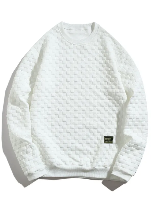 Checkerboard Jacquard Sweatshirt made by Hoooyi