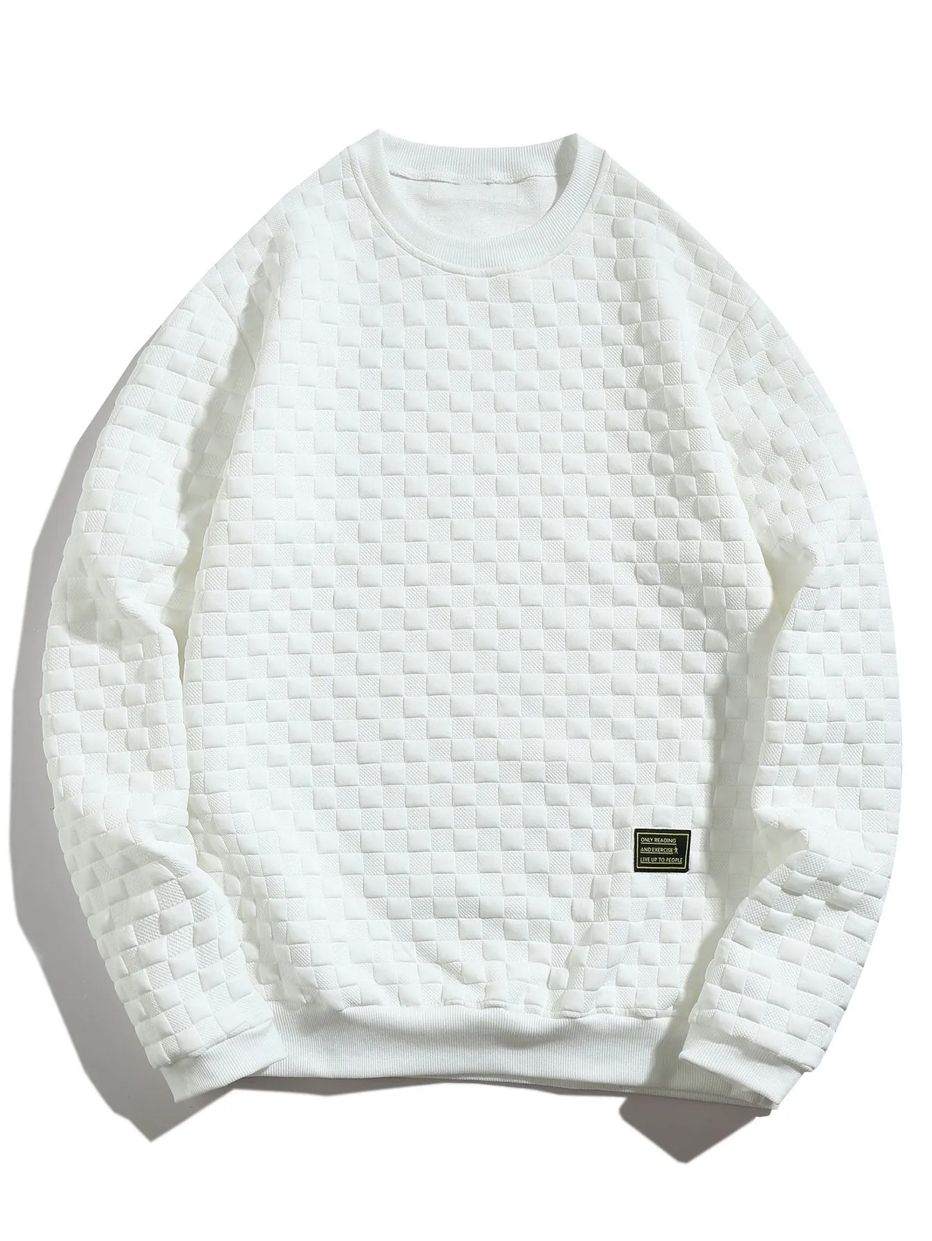 Checkerboard Jacquard Sweatshirt sold by Hoooyi