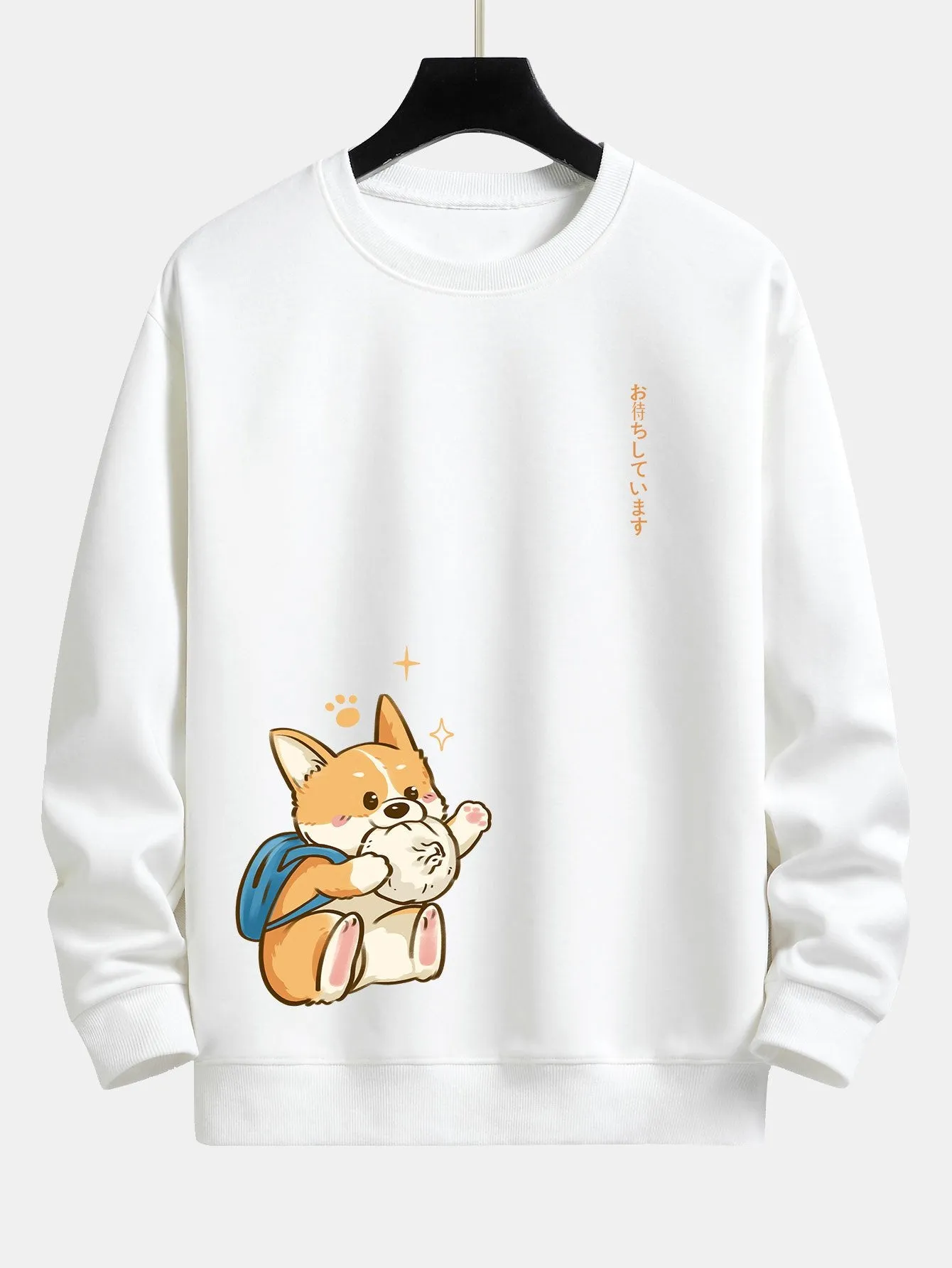 Corgi With Schoolbag Print Relax Fit Sweatshirt sold by Hoooyi product image thumbnail 4