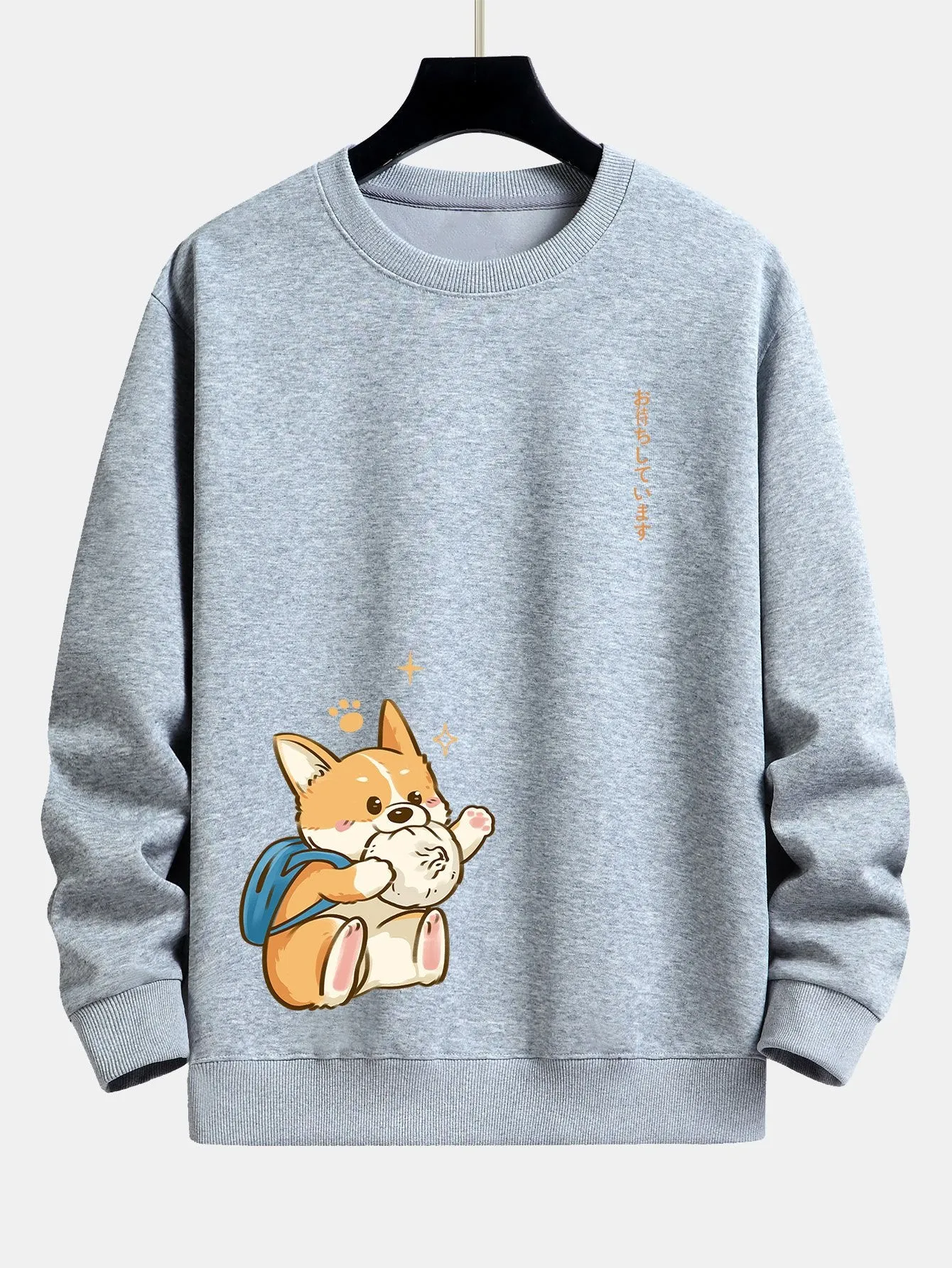 Corgi With Schoolbag Print Relax Fit Sweatshirt sold by Hoooyi product image thumbnail 5