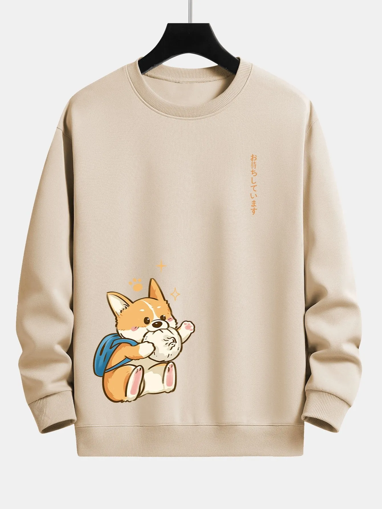 Corgi With Schoolbag Print Relax Fit Sweatshirt sold by Hoooyi product image thumbnail 3
