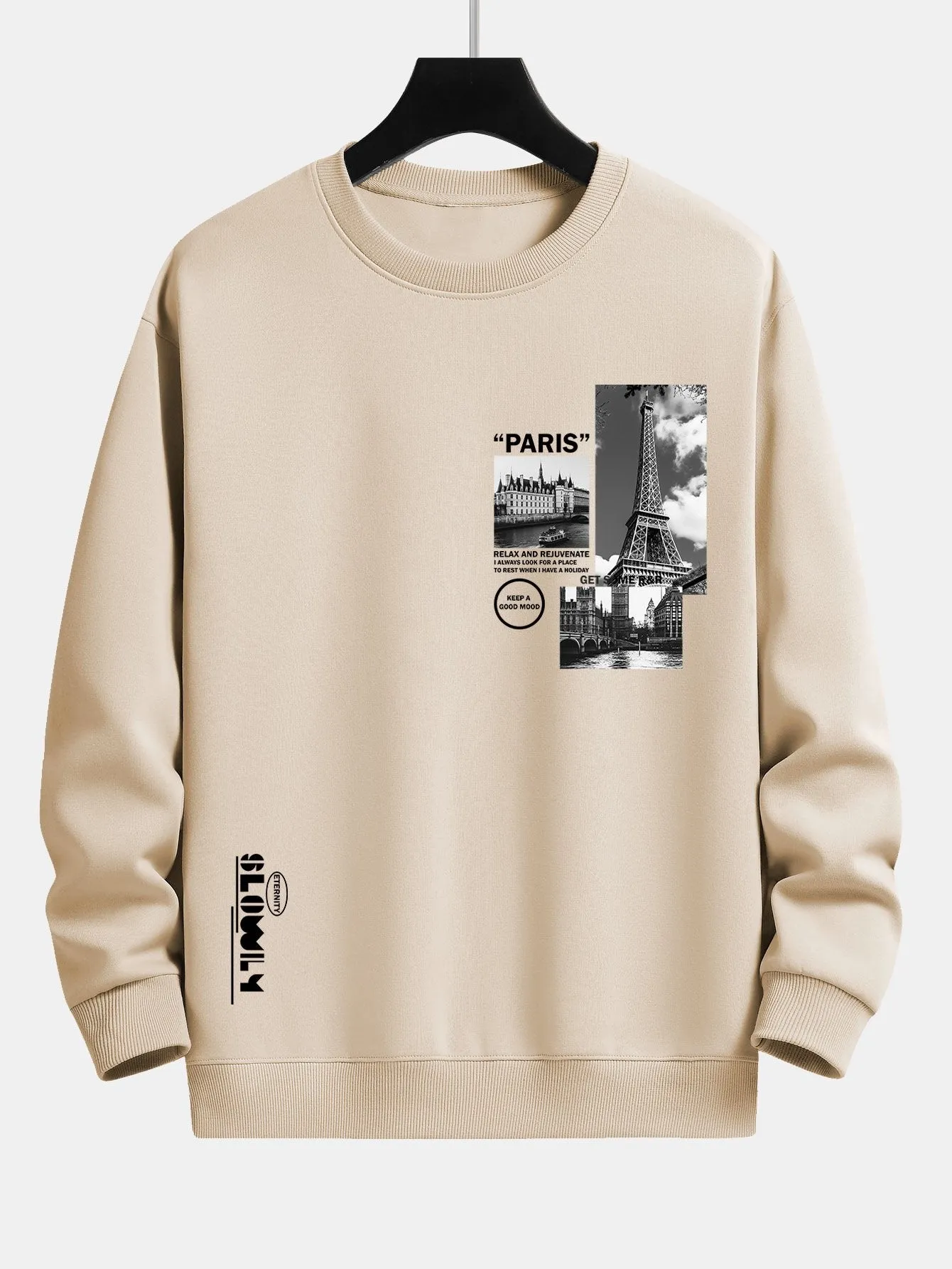 Paris Scenery Slogan Print Relax Fit Sweatshirt sold by Hoooyi product image thumbnail 4