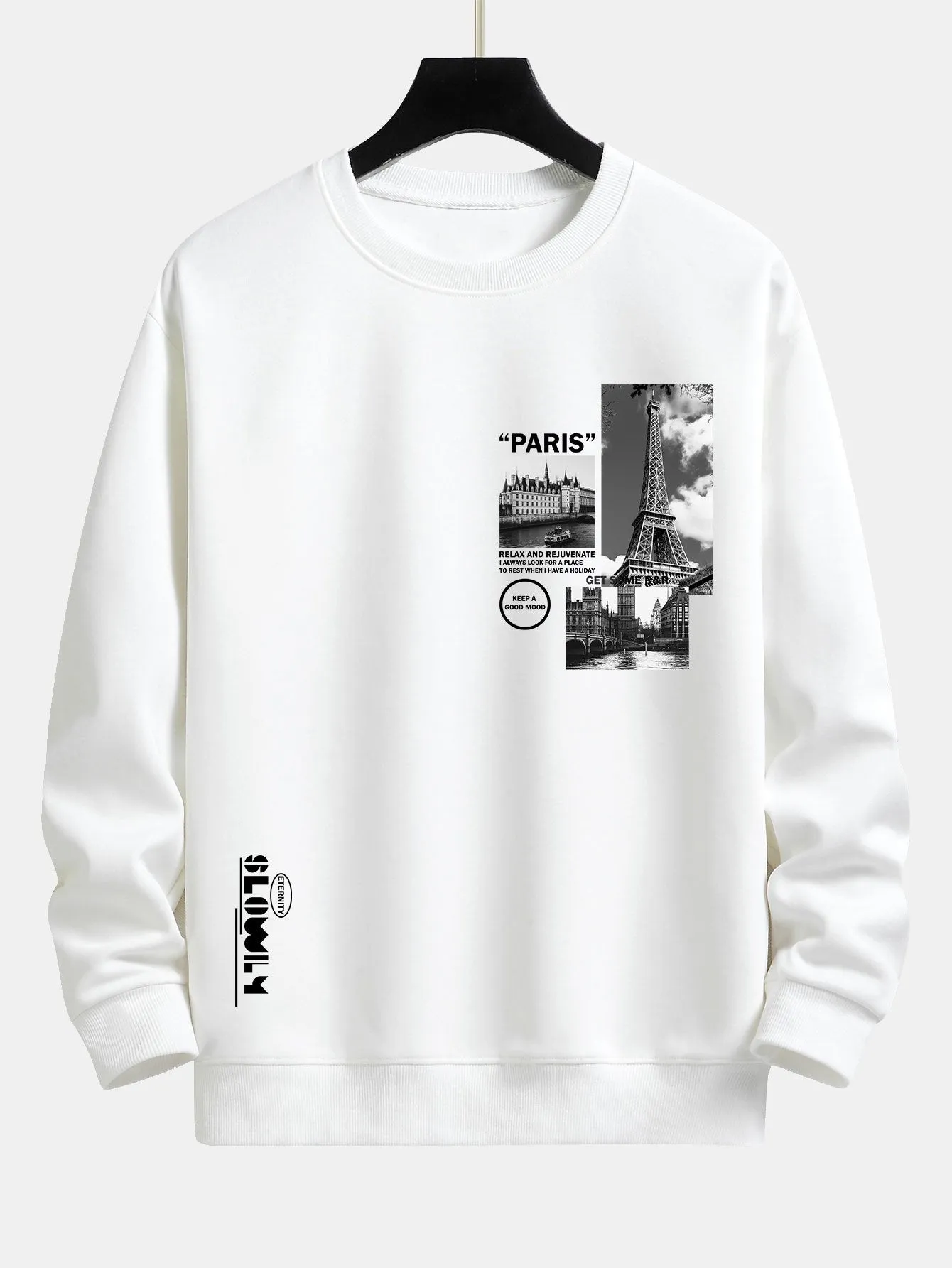 Paris Scenery Slogan Print Relax Fit Sweatshirt sold by Hoooyi product image thumbnail 3