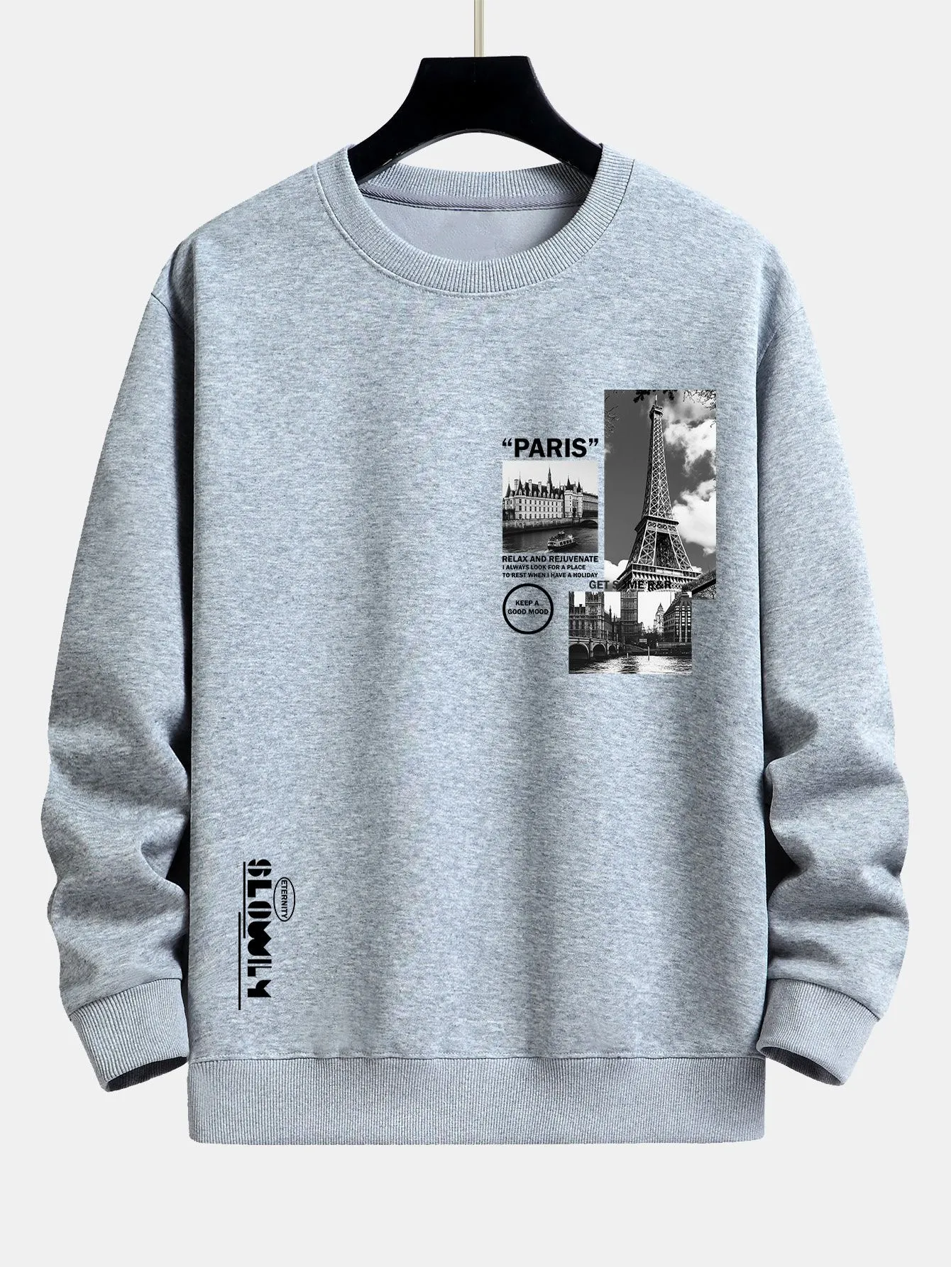 Paris Scenery Slogan Print Relax Fit Sweatshirt sold by Hoooyi product image thumbnail 5