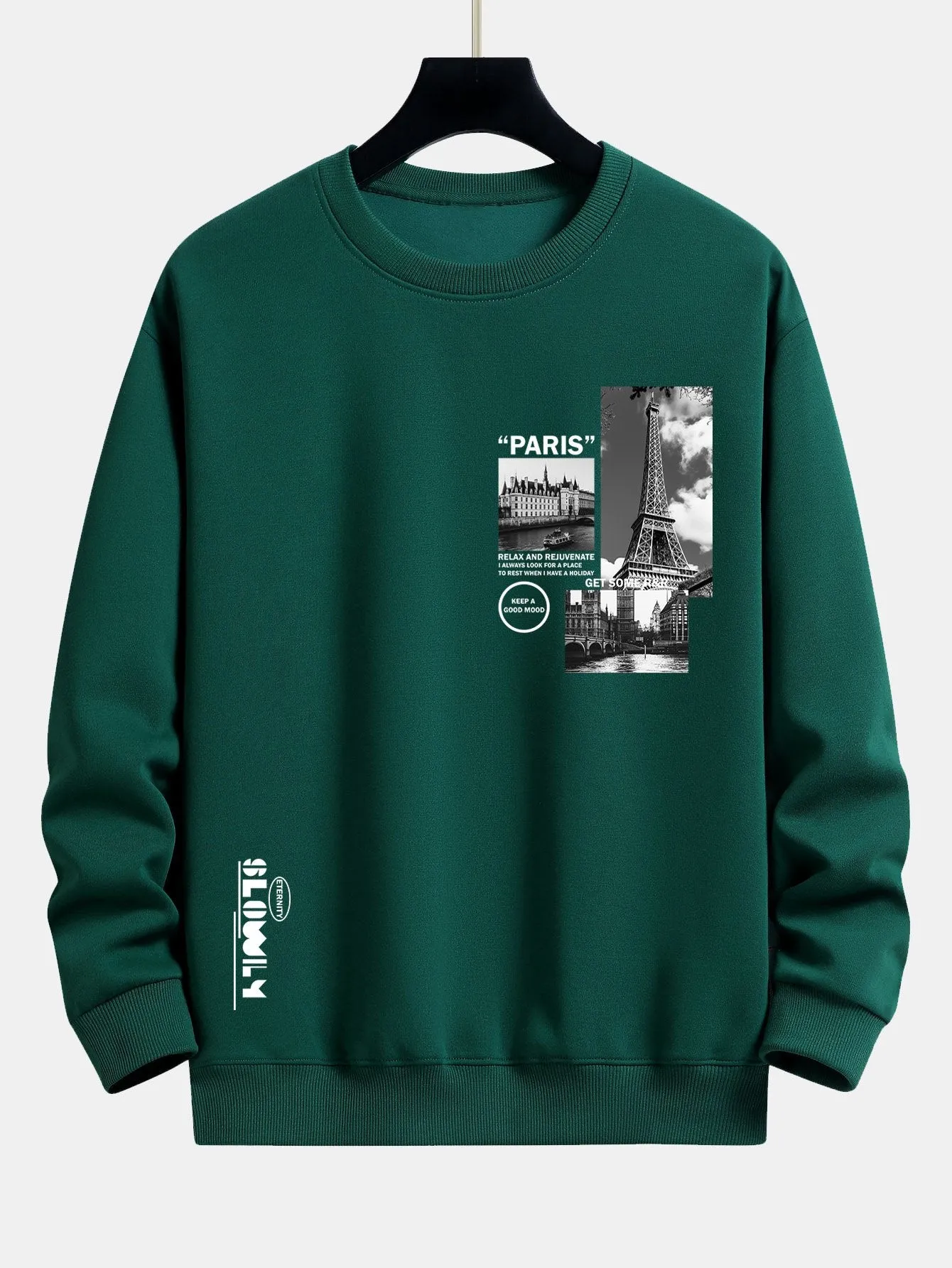 Paris Scenery Slogan Print Relax Fit Sweatshirt sold by Hoooyi product image thumbnail 2