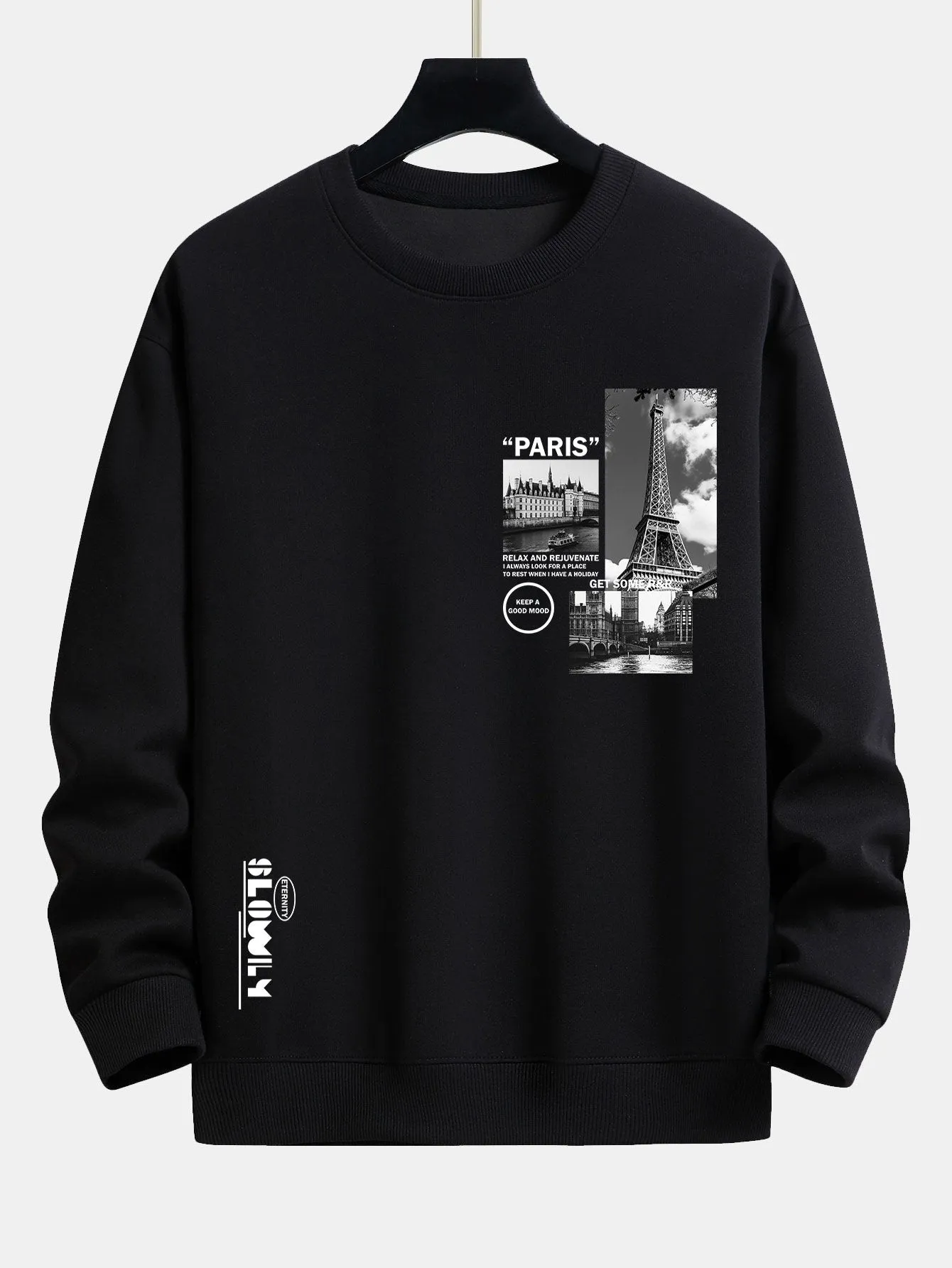 Paris Scenery Slogan Print Relax Fit Sweatshirt sold by Hoooyi