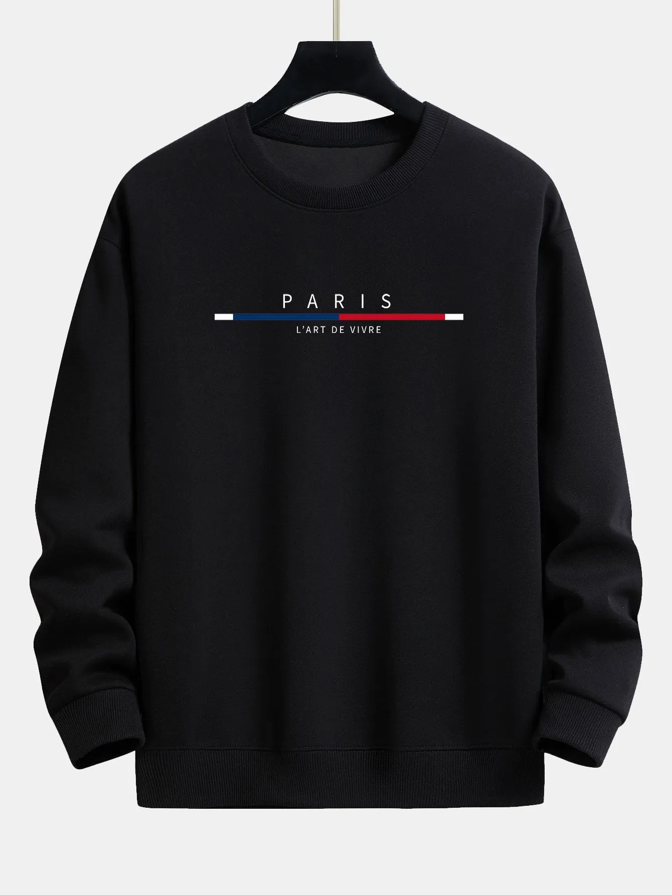 Paris Stripe Print Relax Fit Sweatshirt sold by Hoooyi