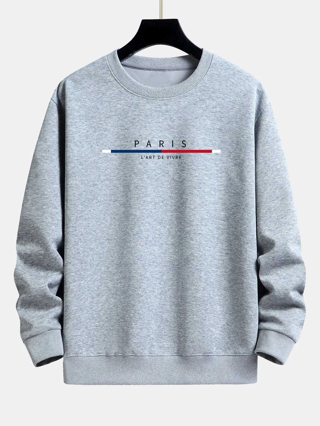 Paris Stripe Print Relax Fit Sweatshirt sold by Hoooyi product image thumbnail 5