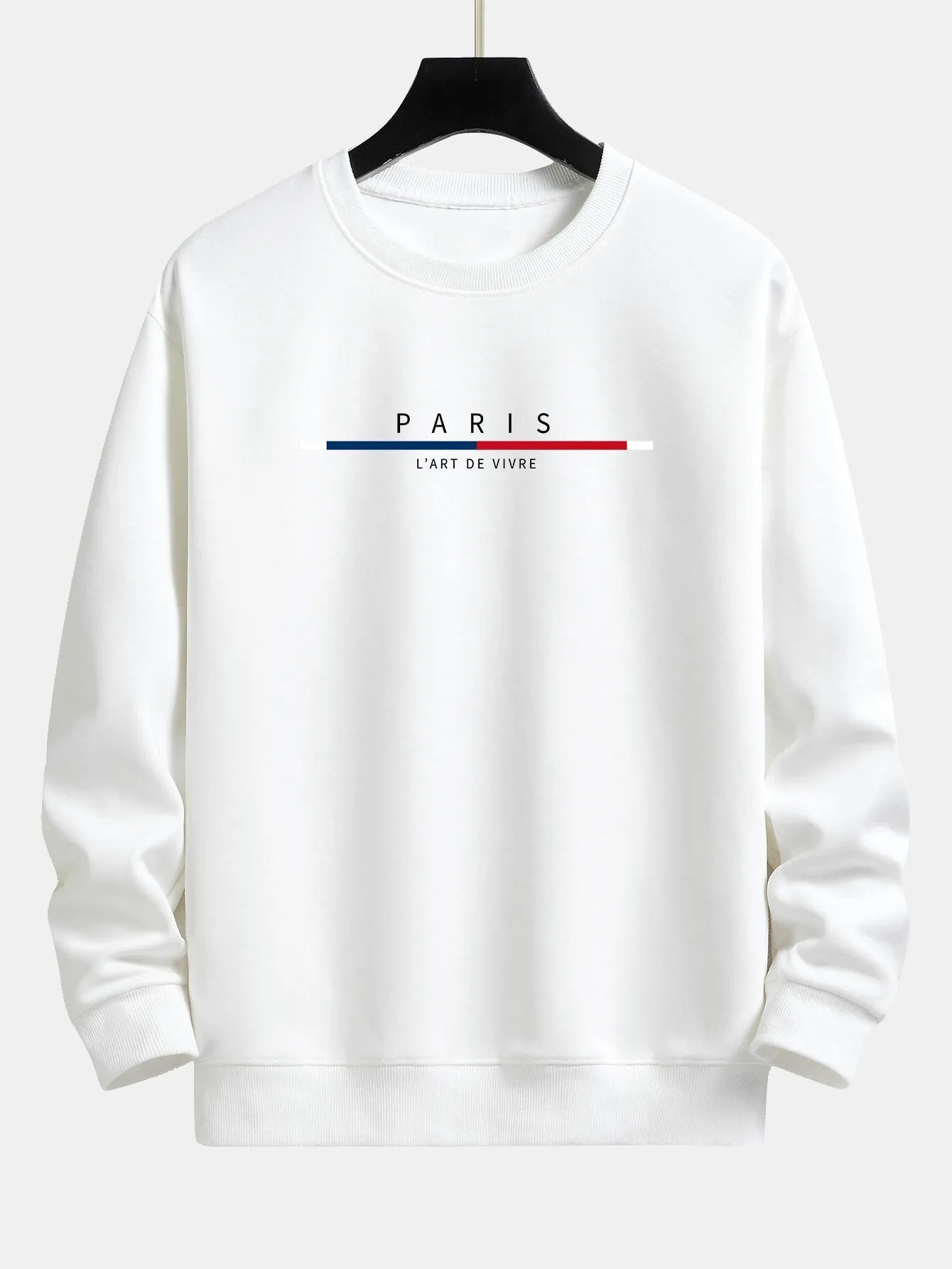 Paris Stripe Print Relax Fit Sweatshirt sold by Hoooyi product image thumbnail 2
