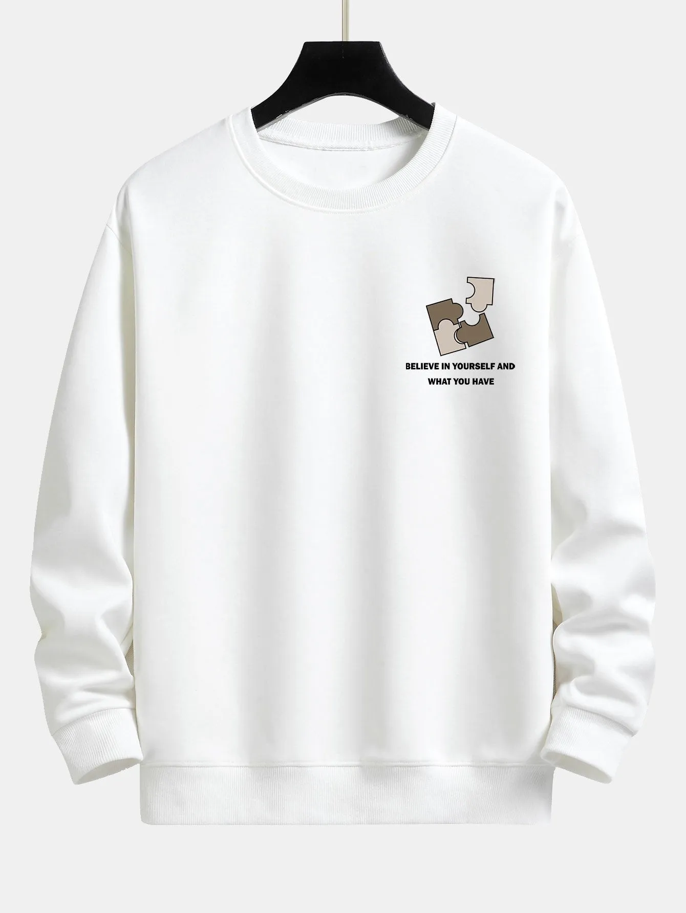 Puzzle Slogan Print Relax Fit Sweatshirt sold by Hoooyi product image thumbnail 4