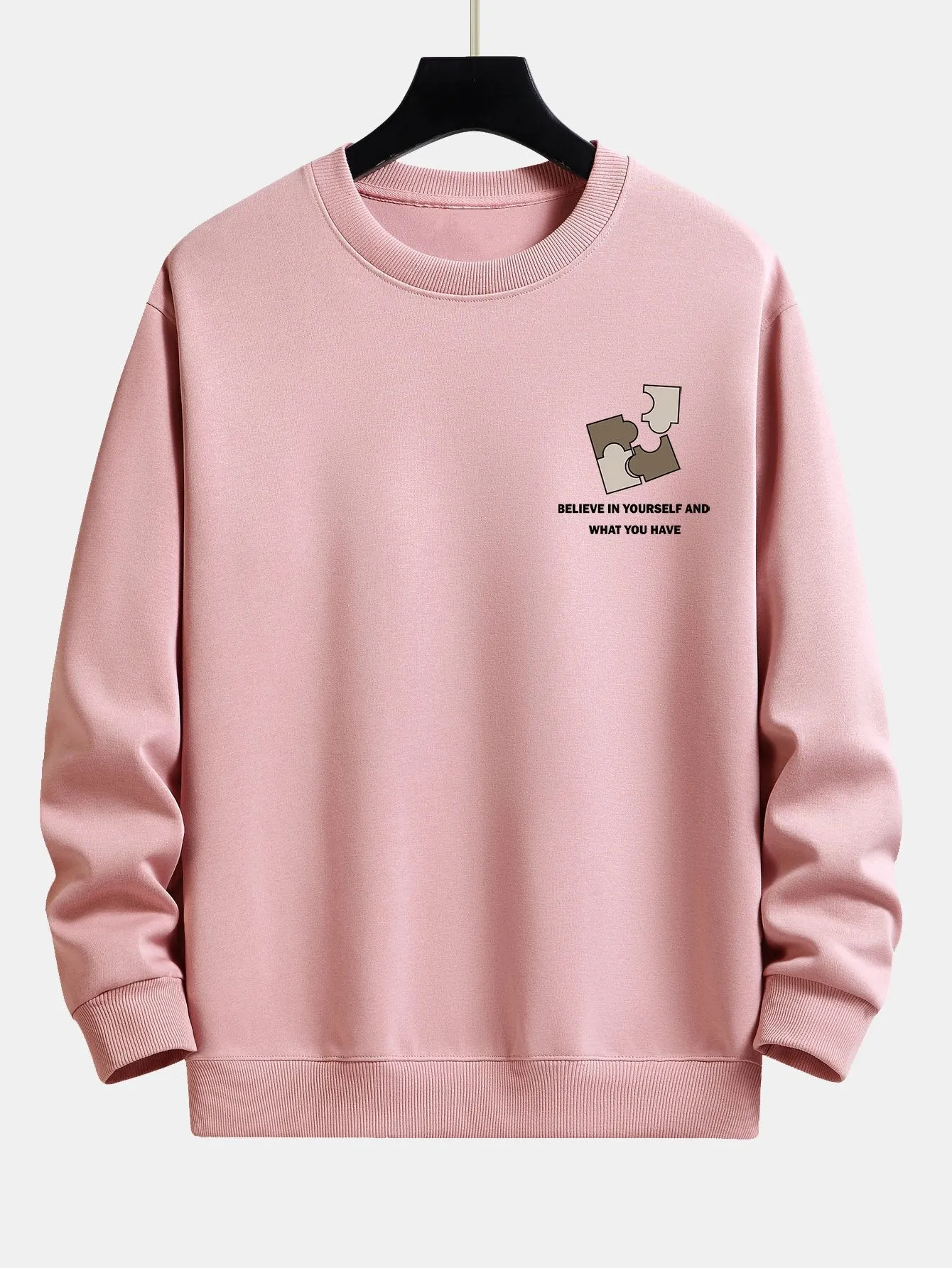 Puzzle Slogan Print Relax Fit Sweatshirt sold by Hoooyi product image thumbnail 2