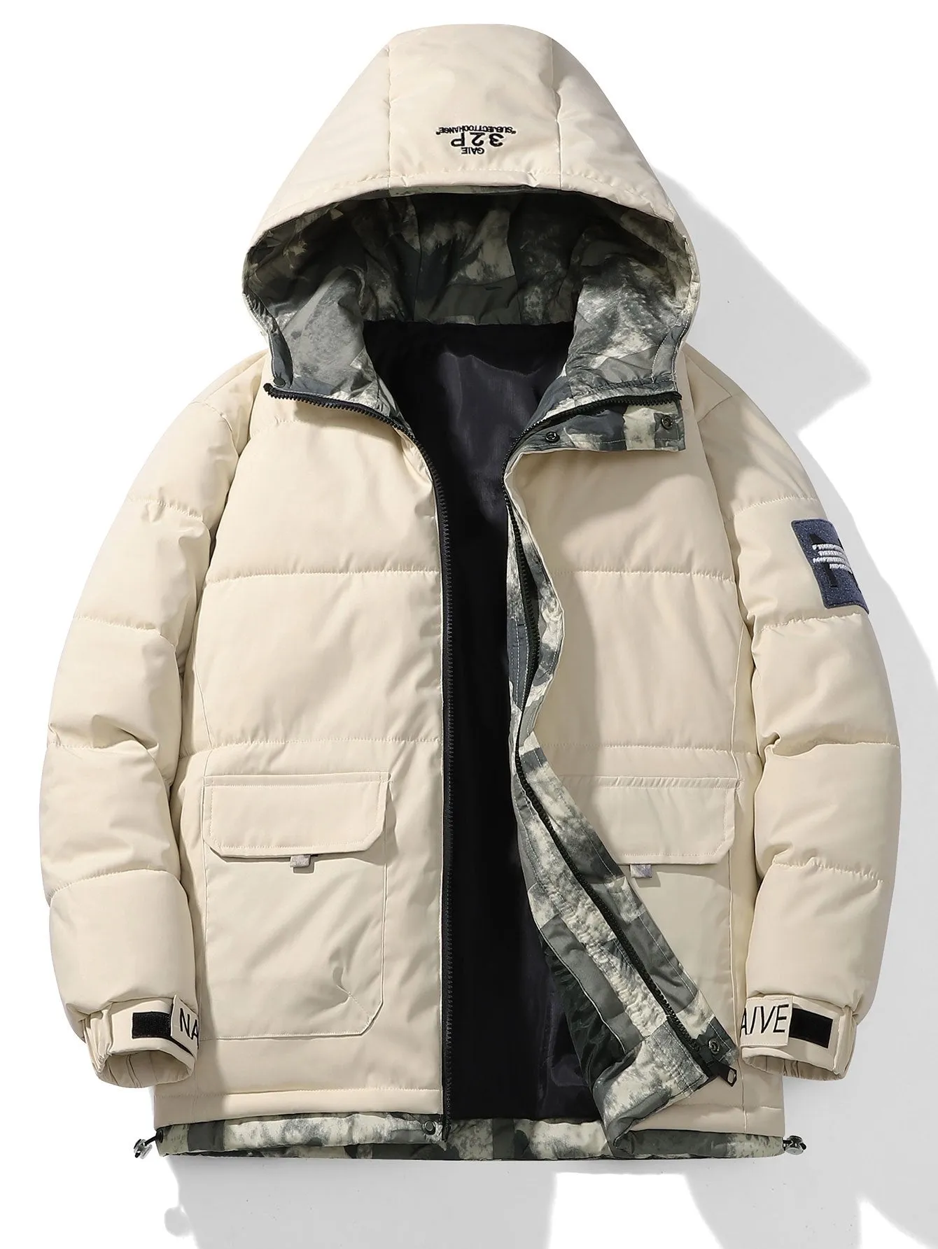 Camouflage Lined Pockets Hooded Puffer Coat sold by Hoooyi product image thumbnail 2