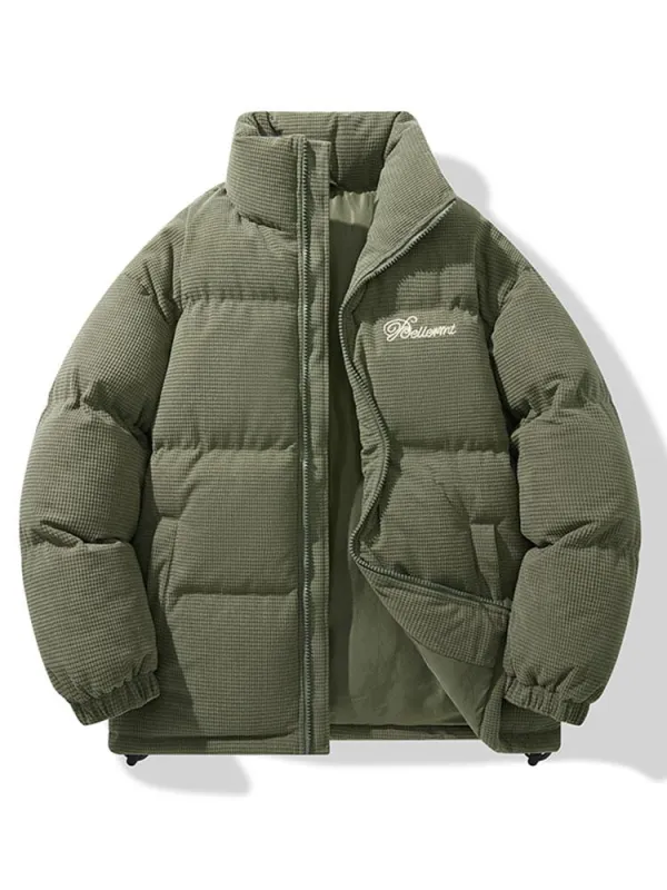 Corduroy Zip Up Puffer Coat sold by Hoooyi