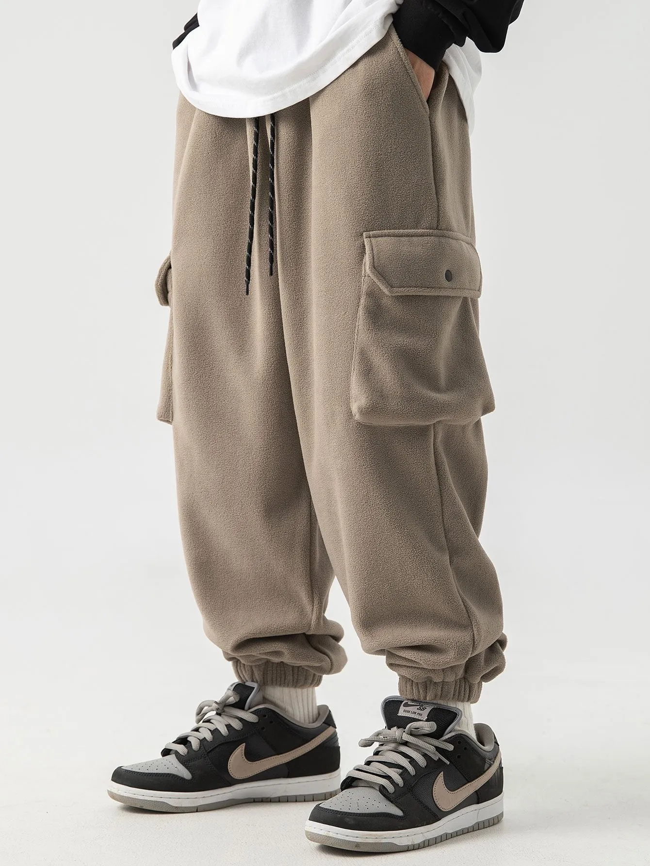 Polar Fleece Cargo Jogging Pants sold by Hoooyi