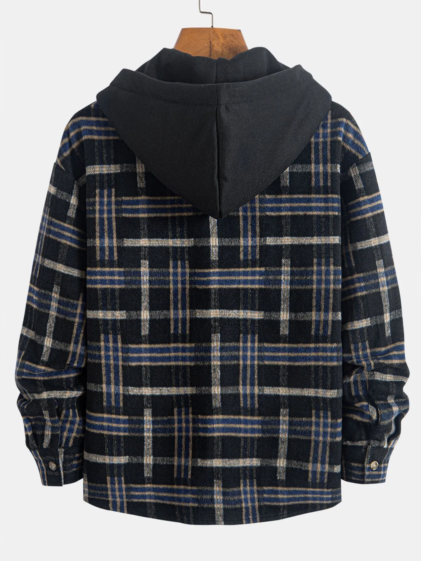 Relax Fit Heavy Weight Flannel Plaid Hooded Shirt sold by Hoooyi product image thumbnail 4