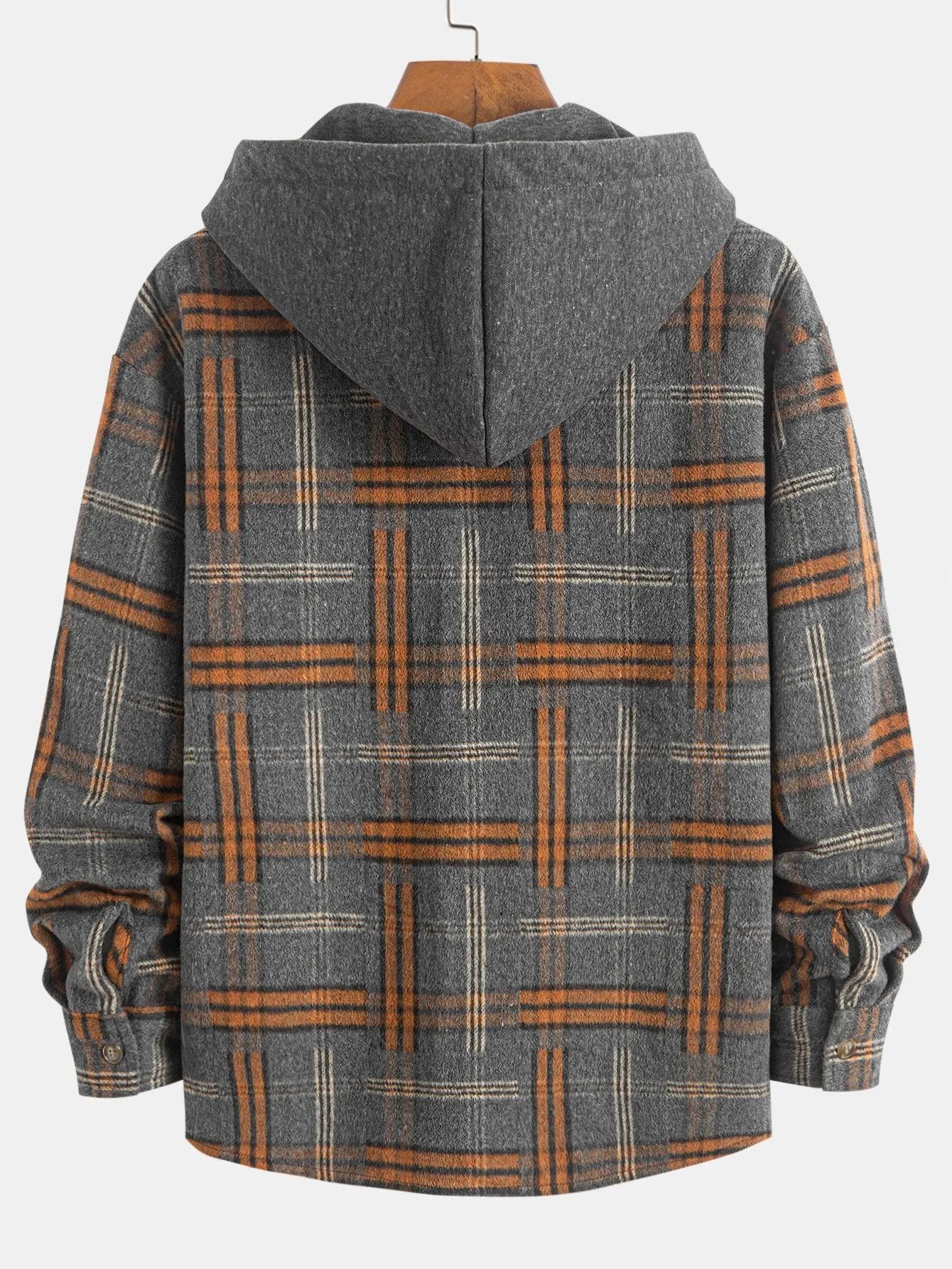 Relax Fit Heavy Weight Flannel Plaid Hooded Shirt sold by Hoooyi product image thumbnail 2