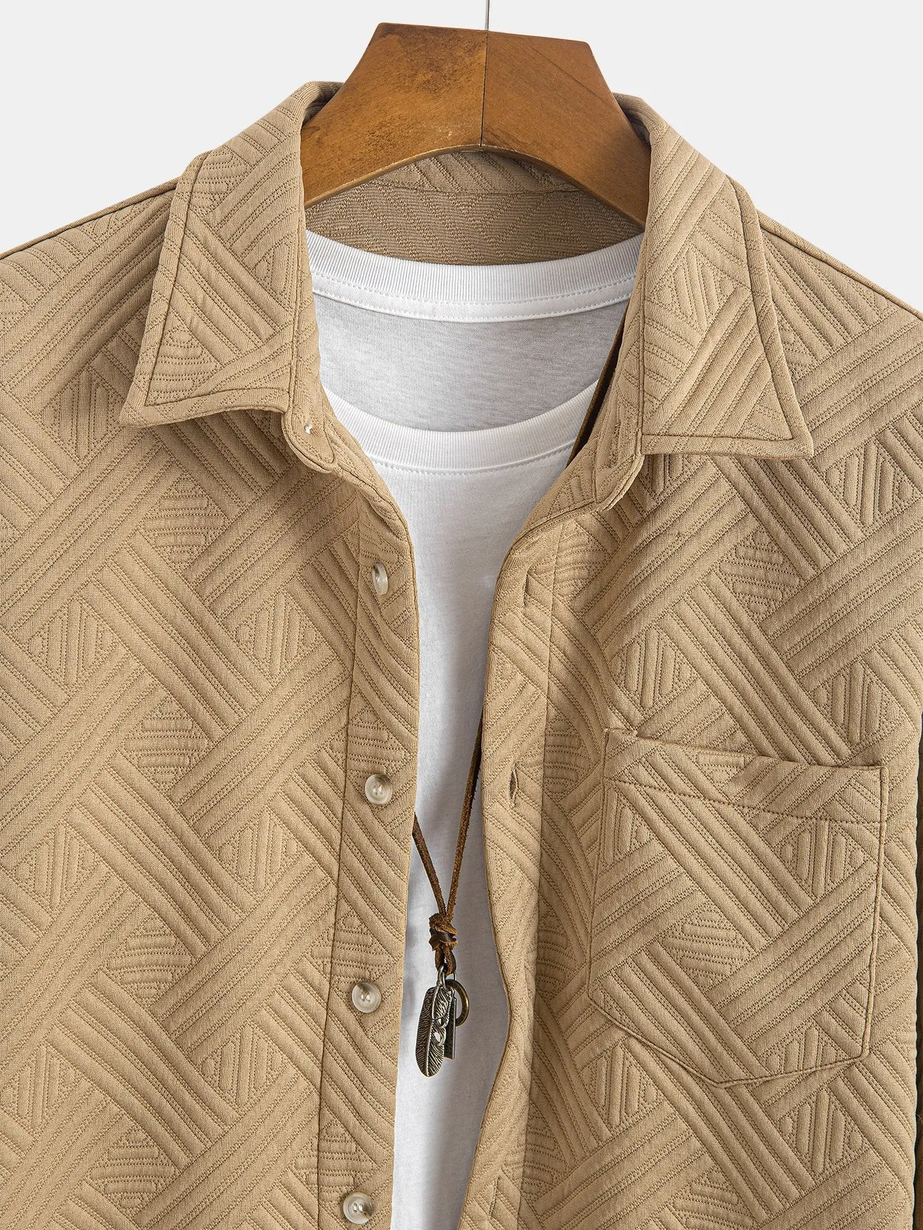 Striped Jacquard Button Up Shirt sold by Hoooyi product image thumbnail 5