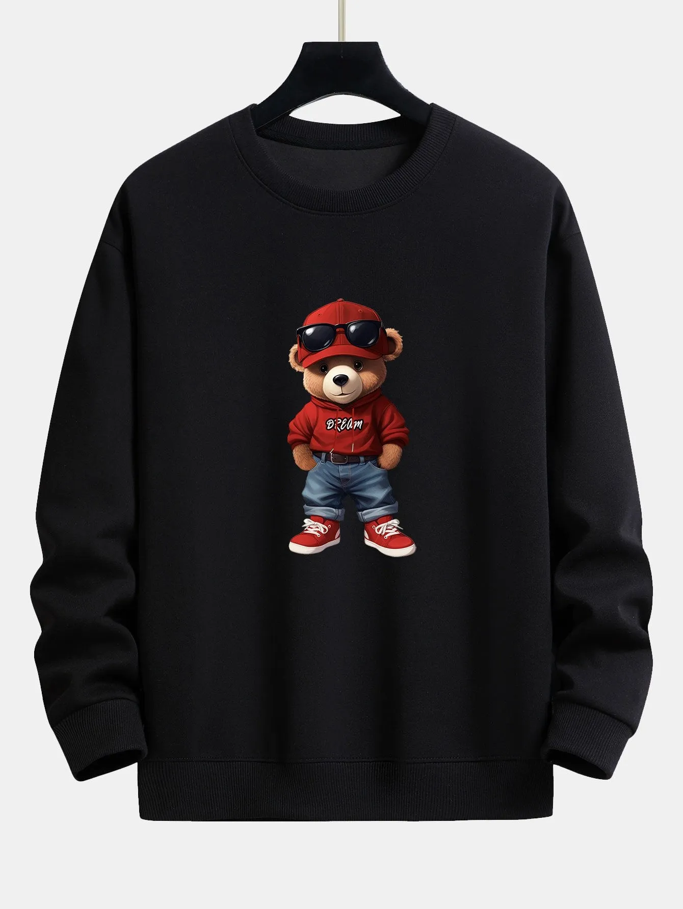 Fashion Bear Print Relax Fit Sweatshirt sold by Hoooyi