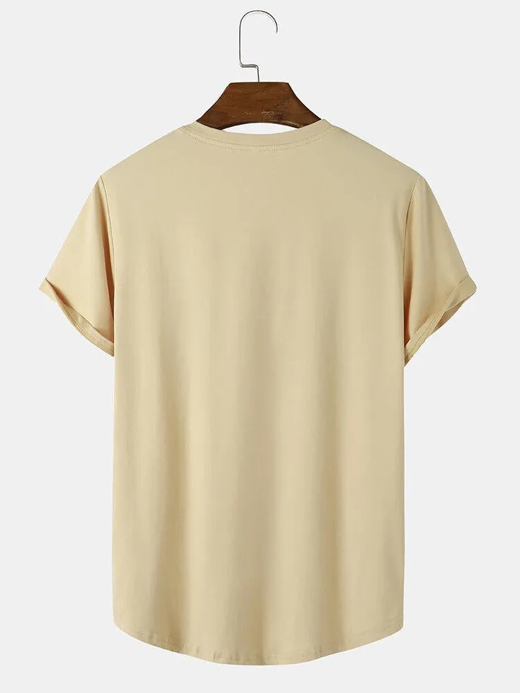 Solid Color Arc Hem T-Shirt sold by Hoooyi product image thumbnail 5