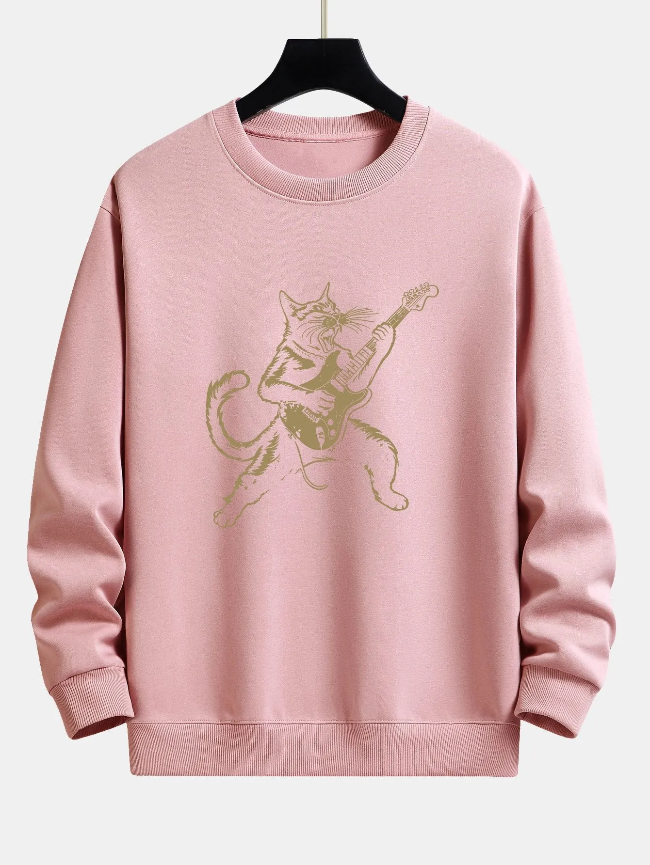 Rock Bass Cat Print Relax Fit Sweatshirt sold by Hoooyi product image thumbnail 3