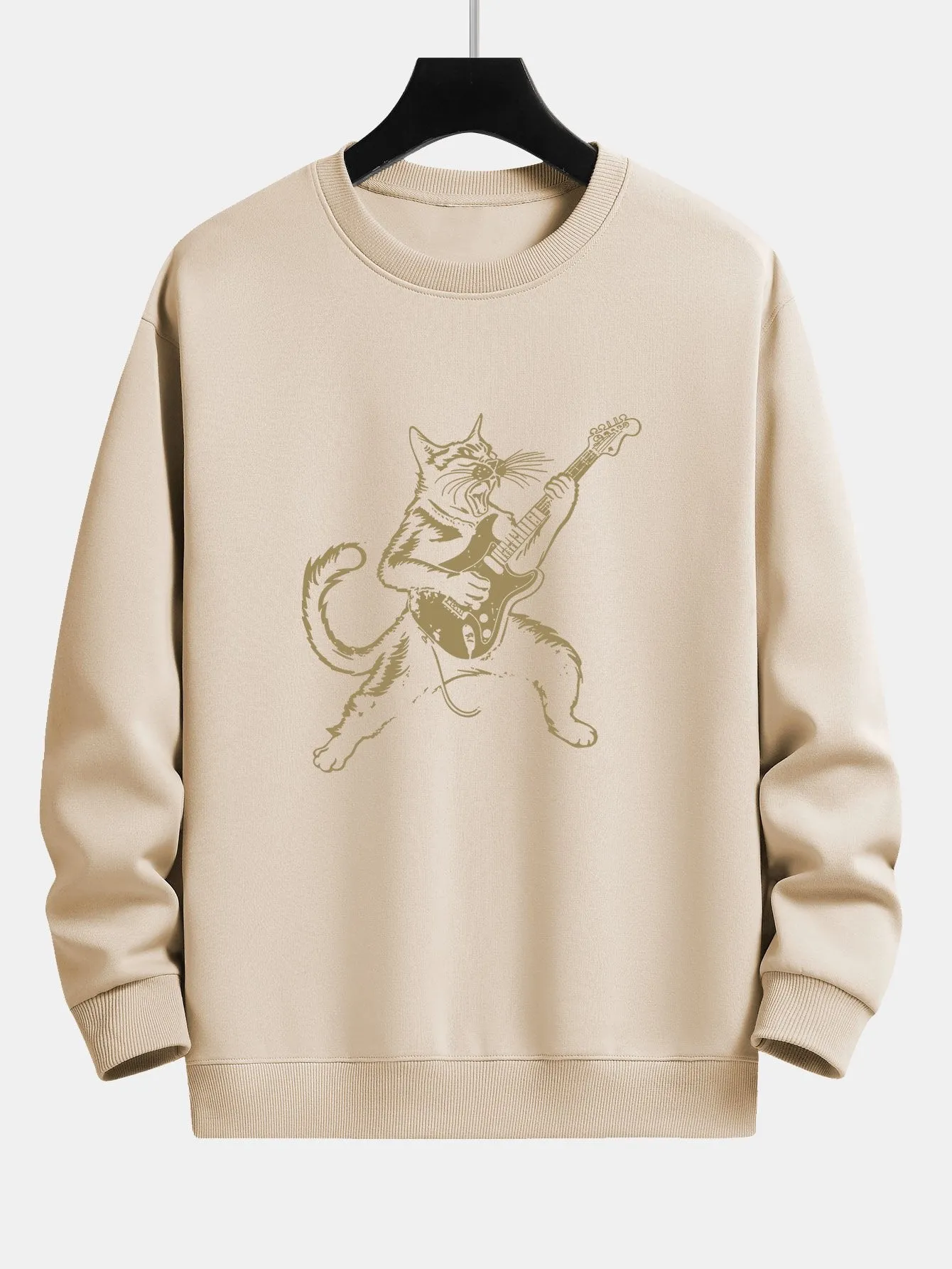 Rock Bass Cat Print Relax Fit Sweatshirt sold by Hoooyi product image thumbnail 4