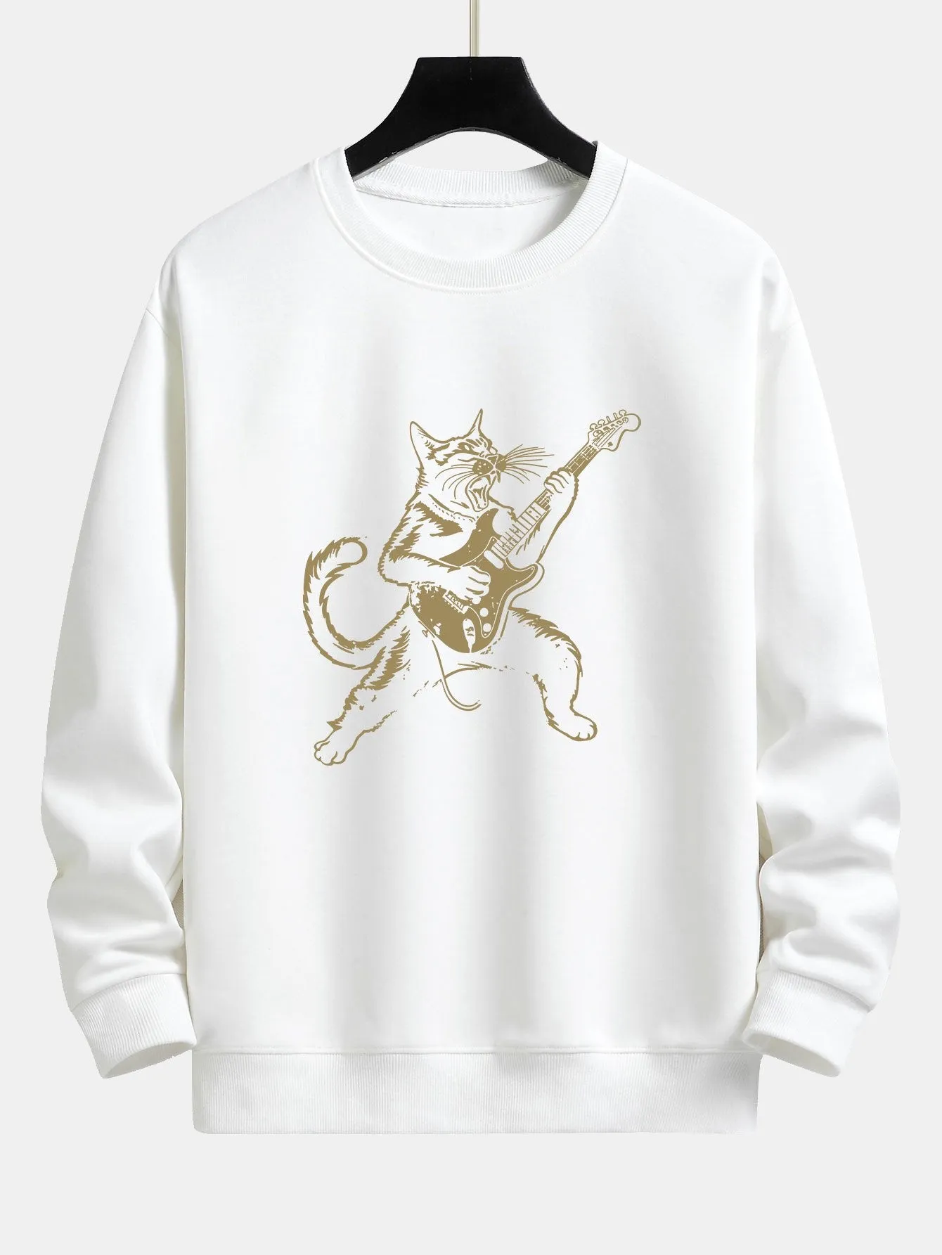 Rock Bass Cat Print Relax Fit Sweatshirt sold by Hoooyi product image thumbnail 2