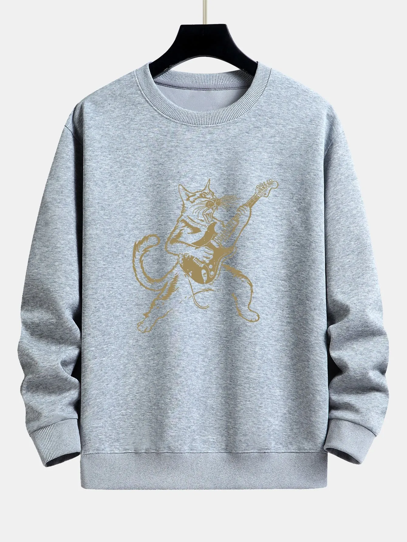 Rock Bass Cat Print Relax Fit Sweatshirt sold by Hoooyi product image thumbnail 5