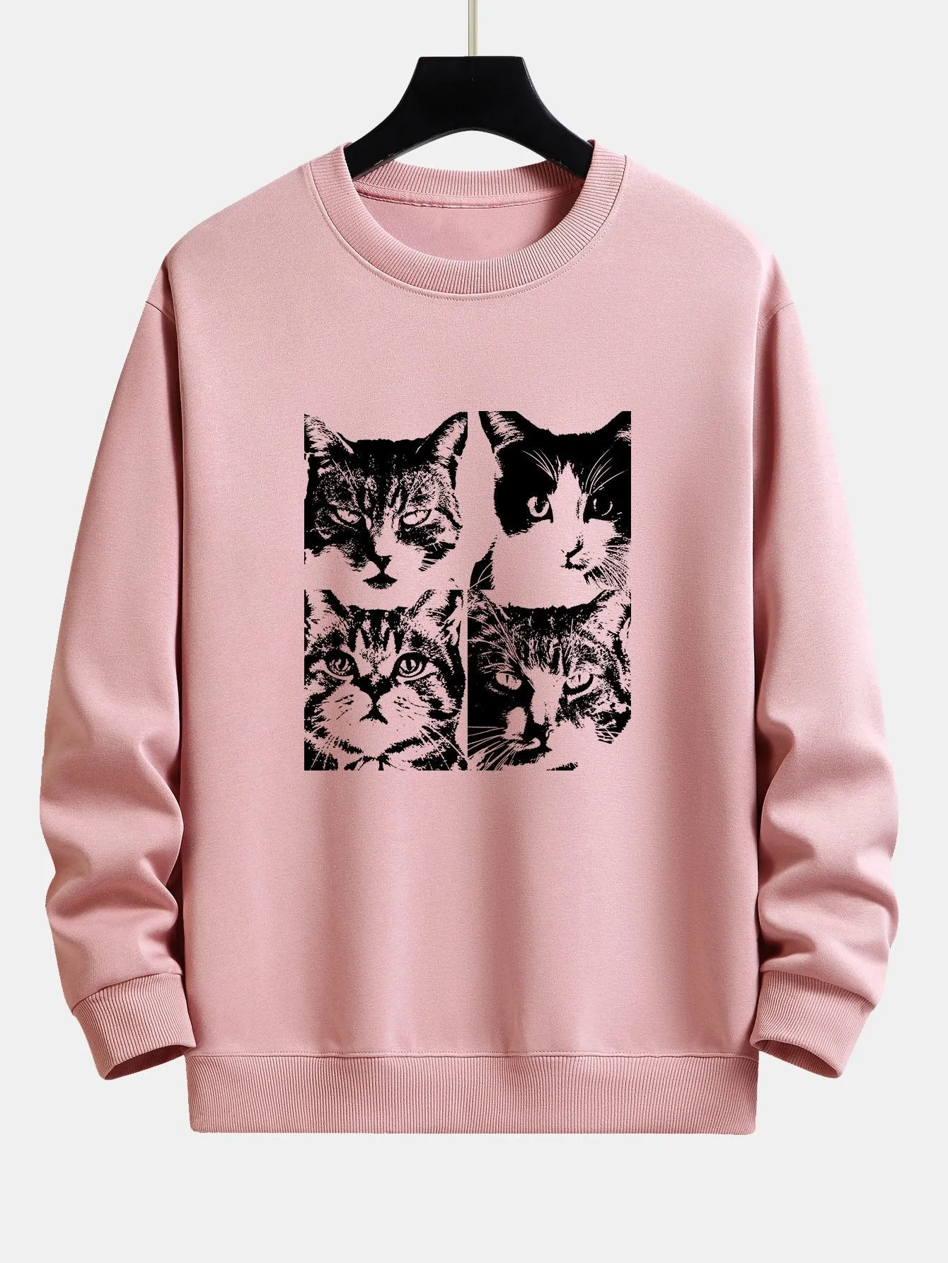 Cat Portrait Print Relax Fit Sweatshirt sold by Hoooyi product image thumbnail 2