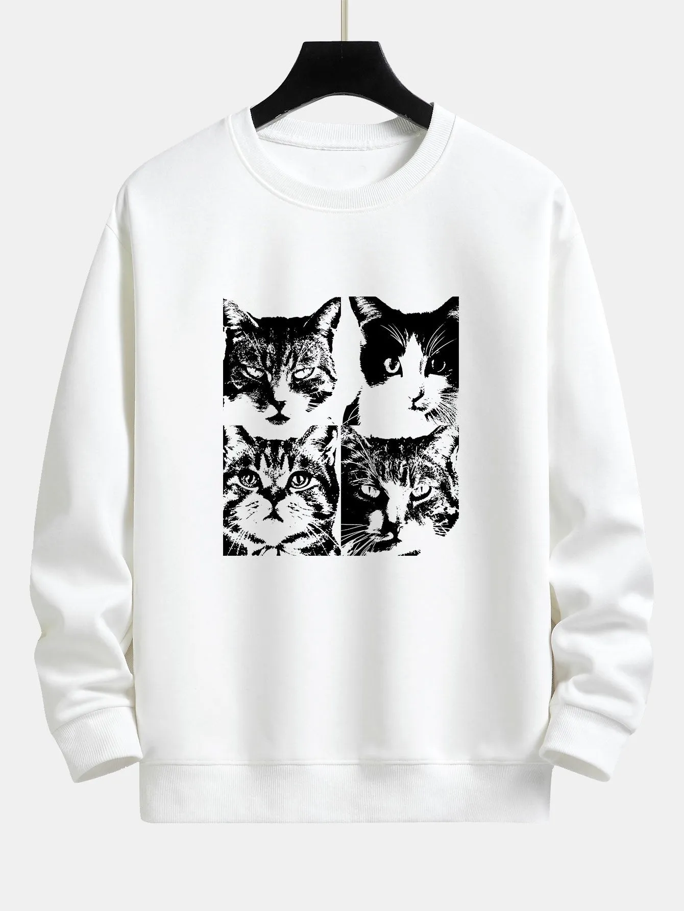 Cat Portrait Print Relax Fit Sweatshirt sold by Hoooyi