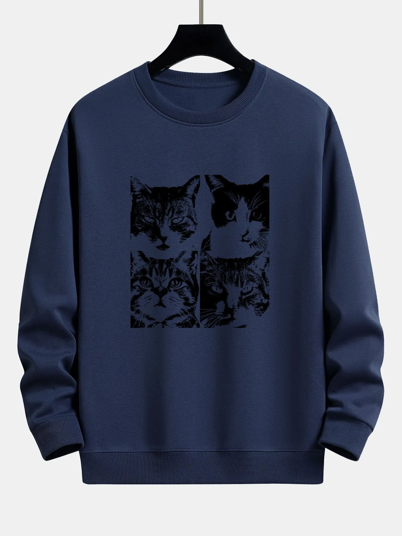 Cat Portrait Print Relax Fit Sweatshirt sold by Hoooyi product image thumbnail 5