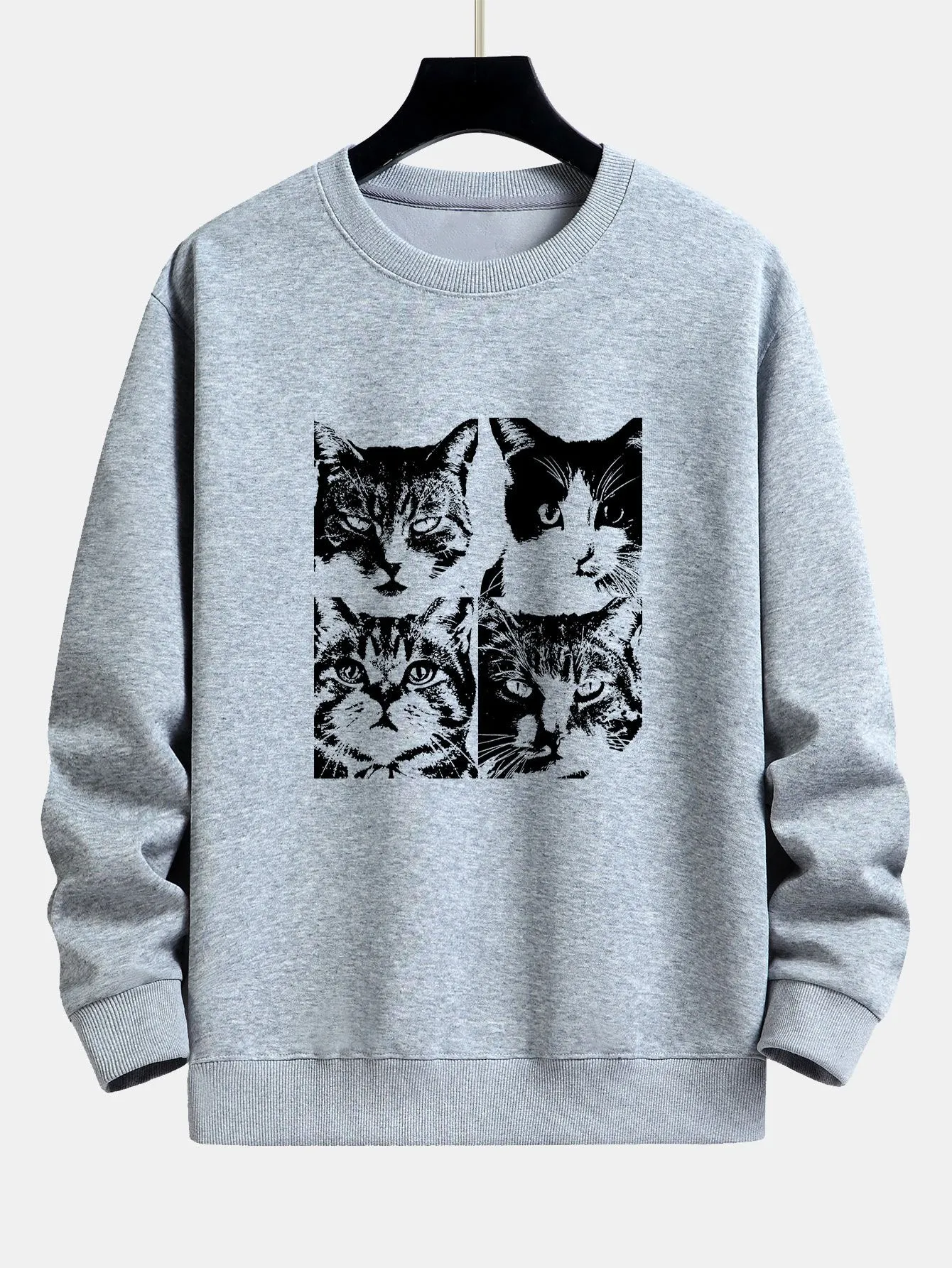 Cat Portrait Print Relax Fit Sweatshirt sold by Hoooyi product image thumbnail 4
