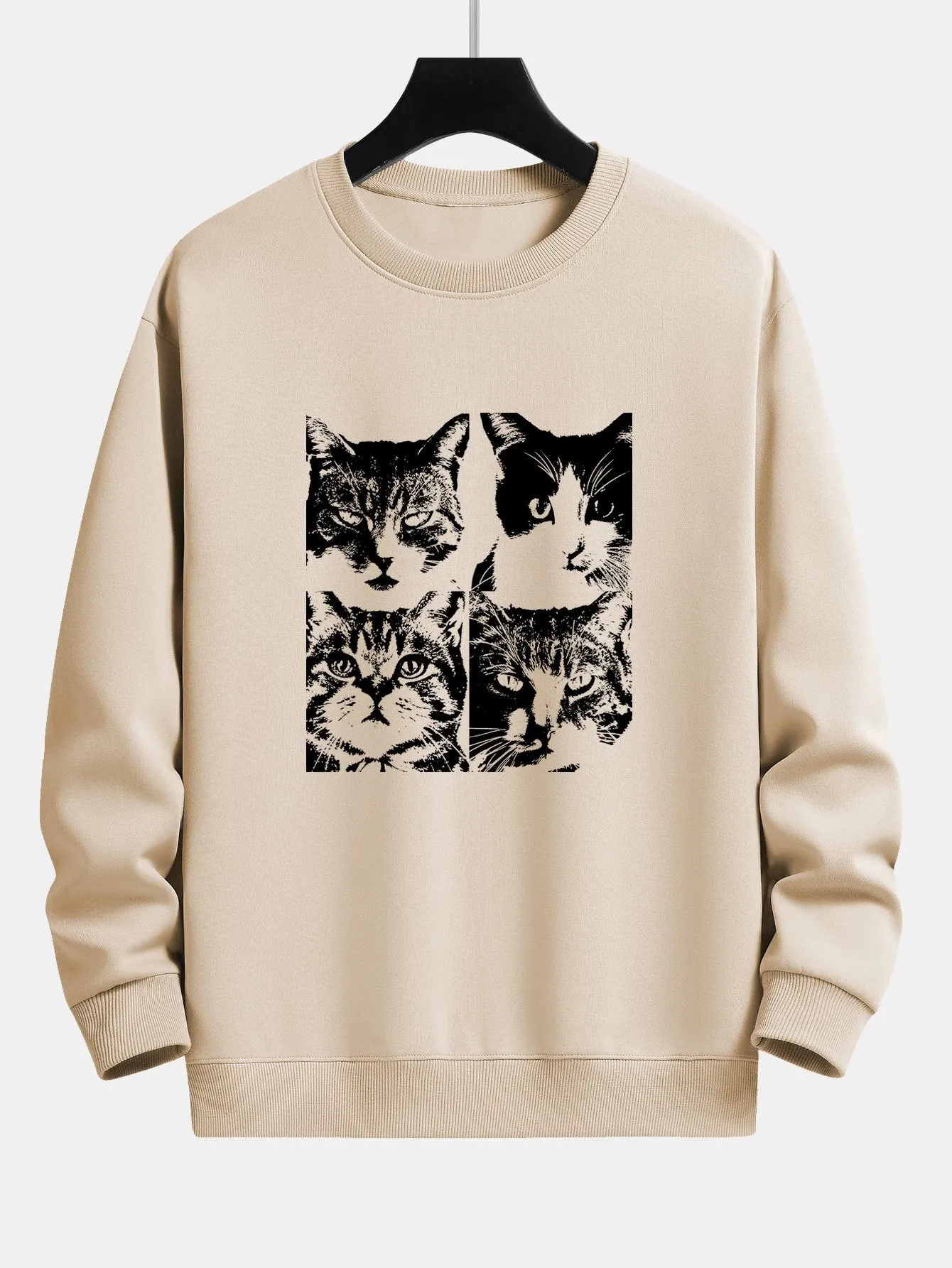 Cat Portrait Print Relax Fit Sweatshirt sold by Hoooyi product image thumbnail 3