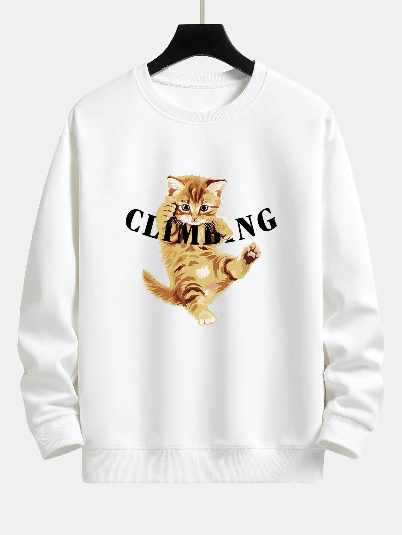 Climbing Kitten Print Relax Fit Sweatshirt sold by Hoooyi product image thumbnail 2