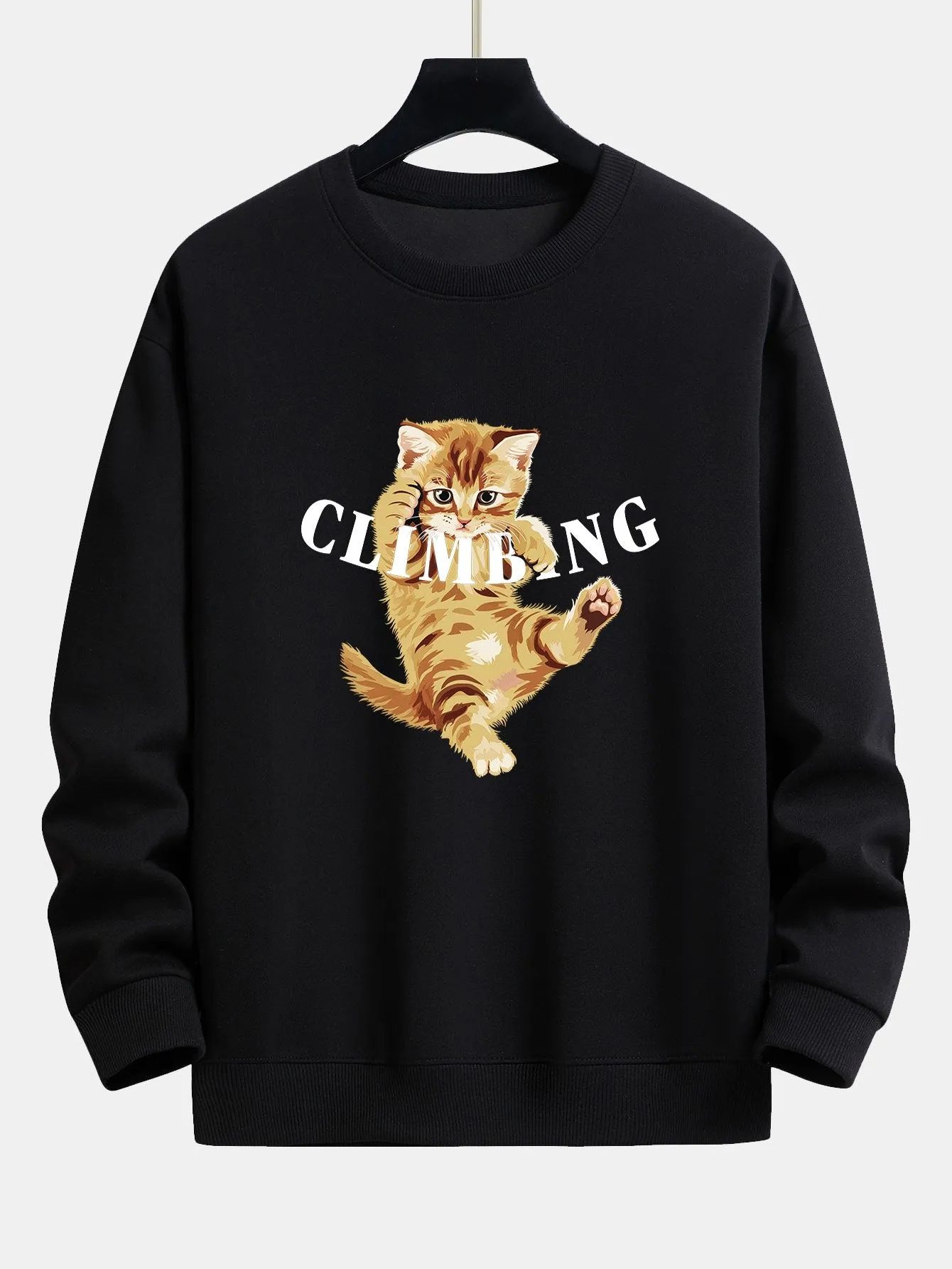 Climbing Kitten Print Relax Fit Sweatshirt sold by Hoooyi product image thumbnail 5