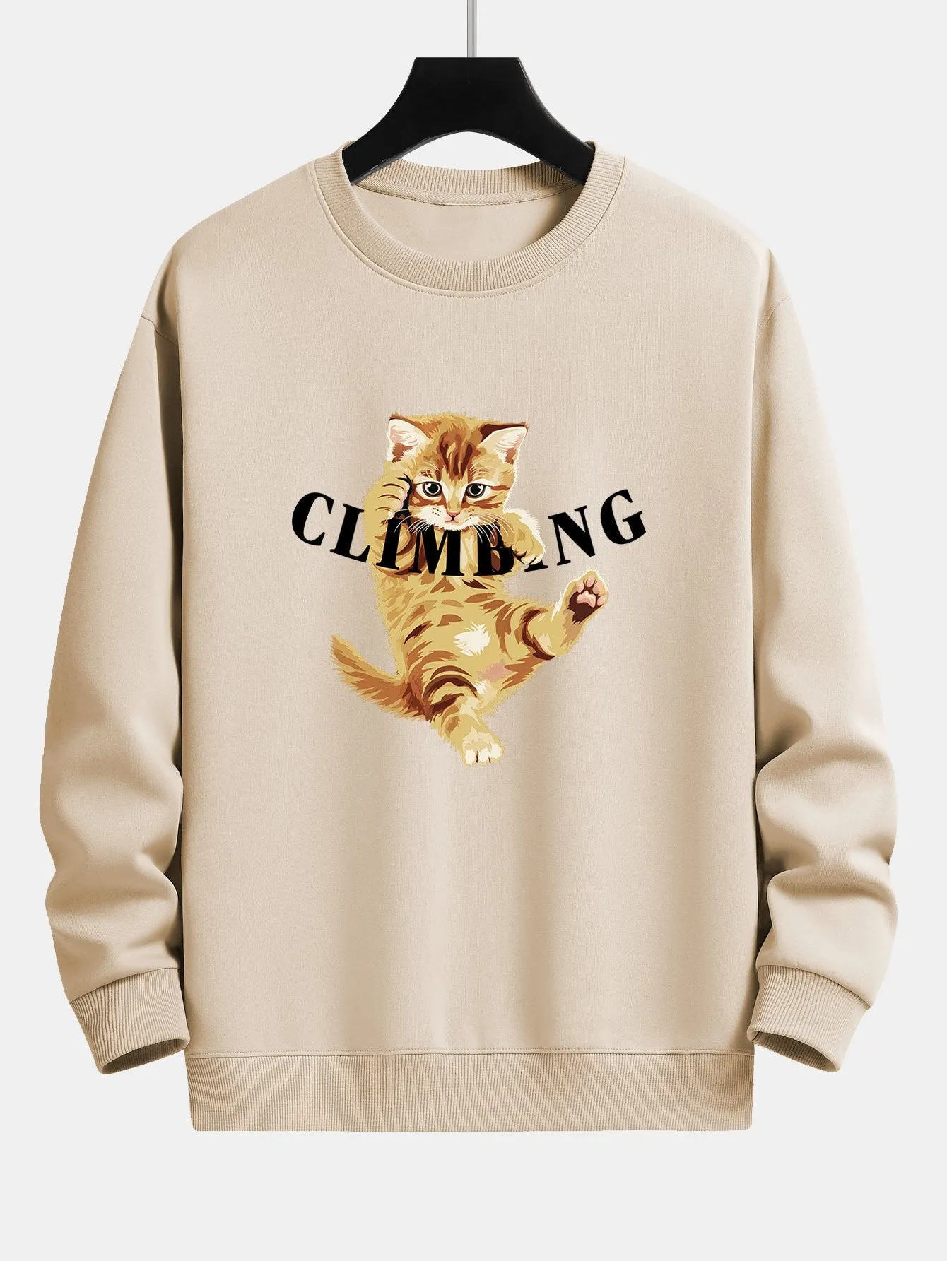 Climbing Kitten Print Relax Fit Sweatshirt sold by Hoooyi product image thumbnail 3
