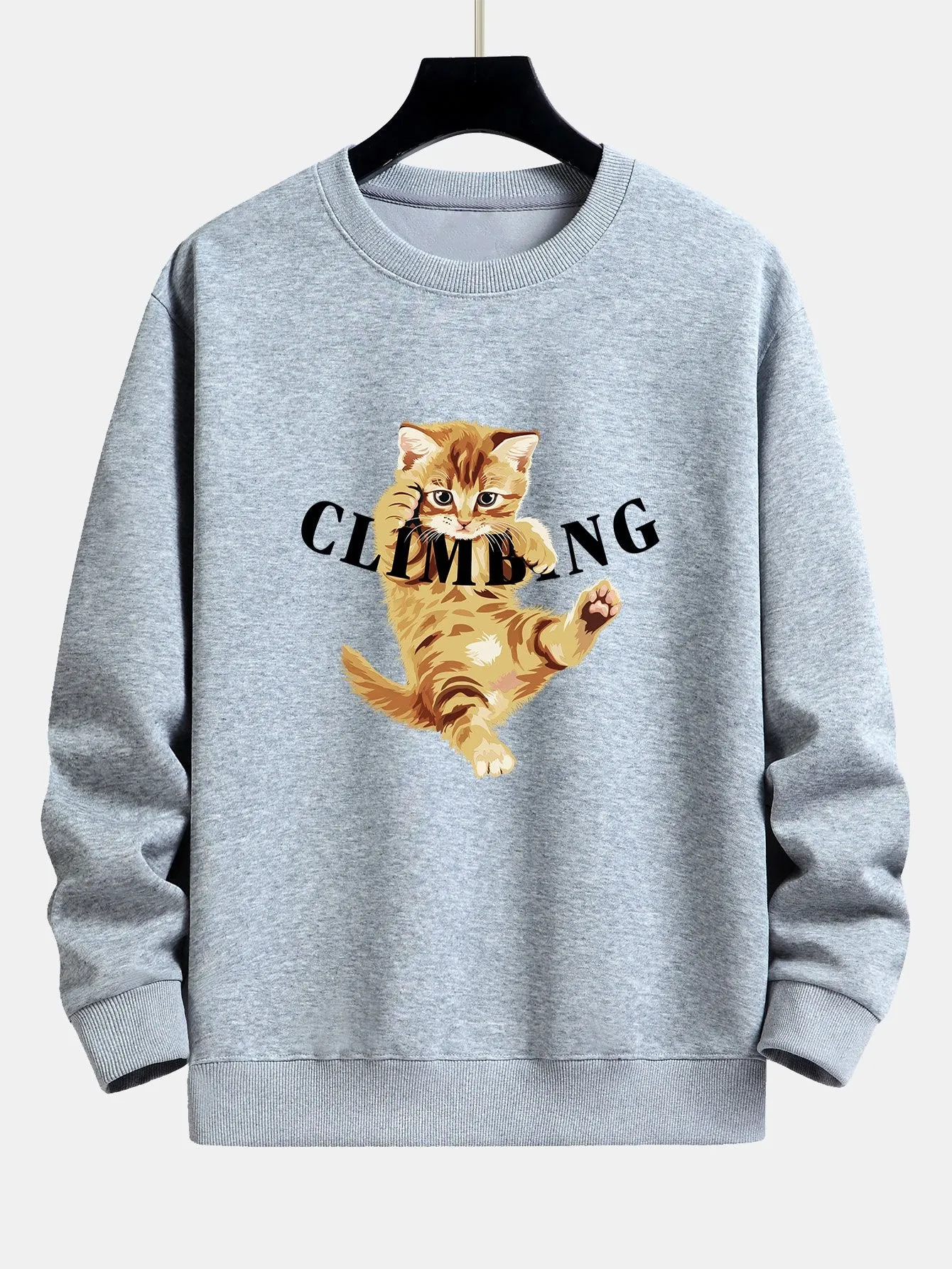 Climbing Kitten Print Relax Fit Sweatshirt sold by Hoooyi product image thumbnail 4