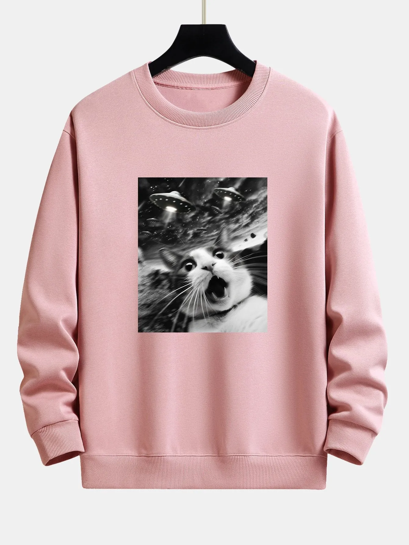 Universe UFO Cat Print Relax Fit Sweatshirt sold by Hoooyi product image thumbnail 3