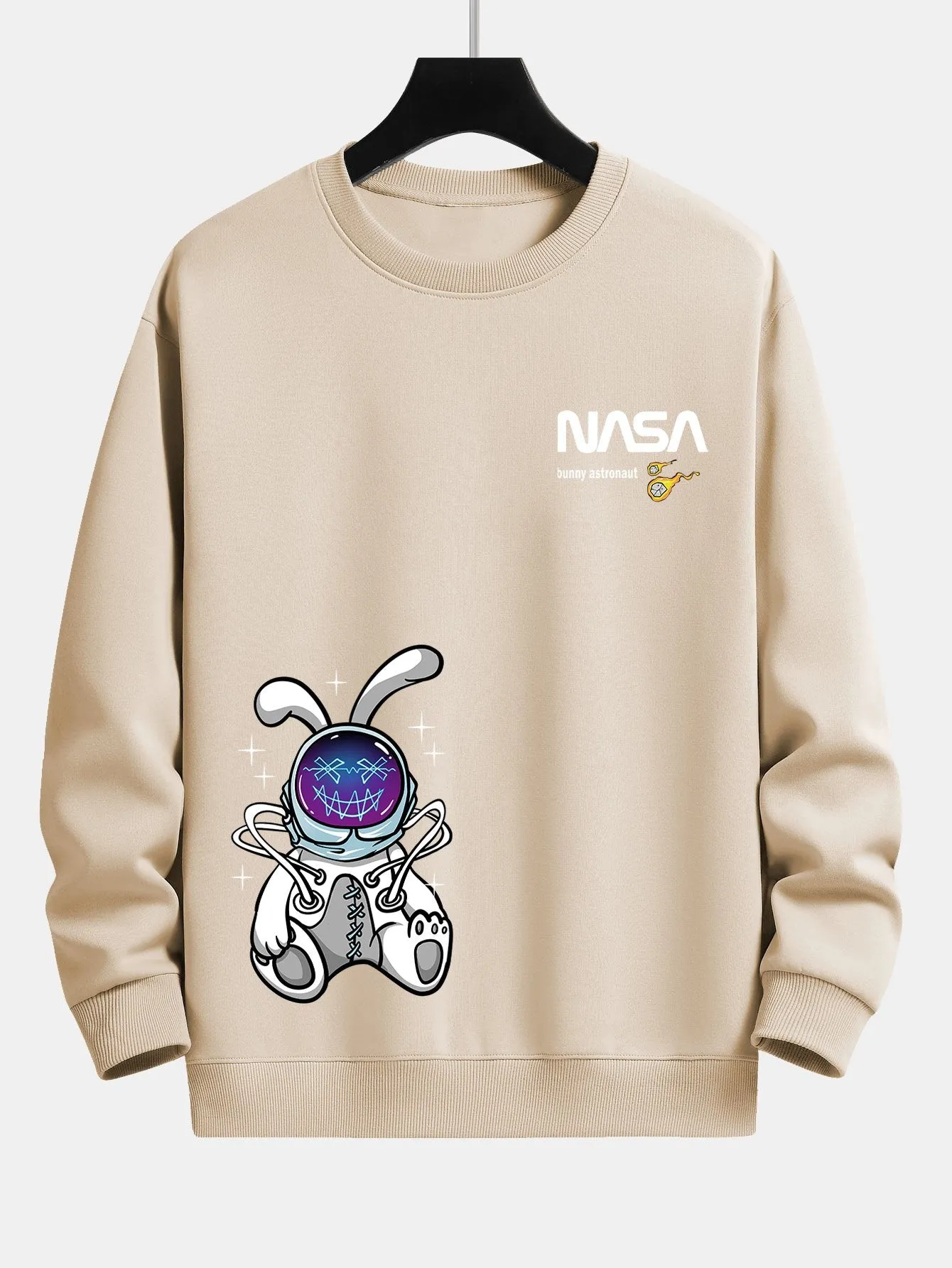 Nasa Astronaut Bunny Print Relax Fit Sweatshirt sold by Hoooyi product image thumbnail 3