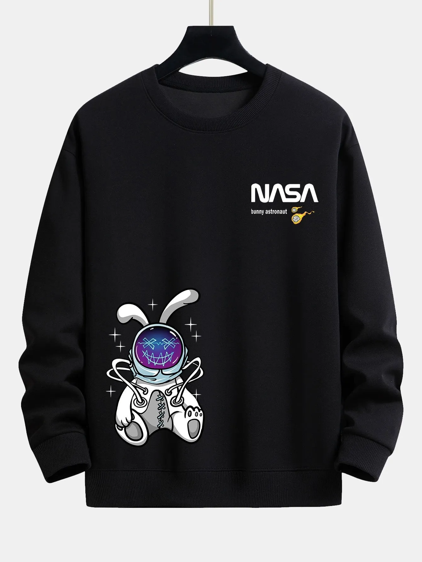 Nasa Astronaut Bunny Print Relax Fit Sweatshirt sold by Hoooyi